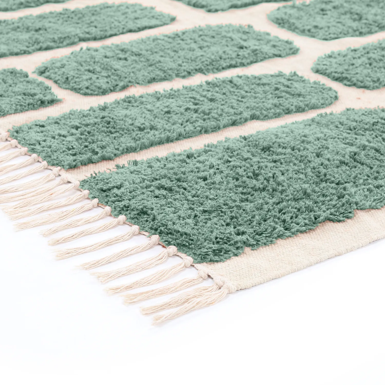 Shaggy rugs - Cyrus Natural Cotton Shaggy (green)