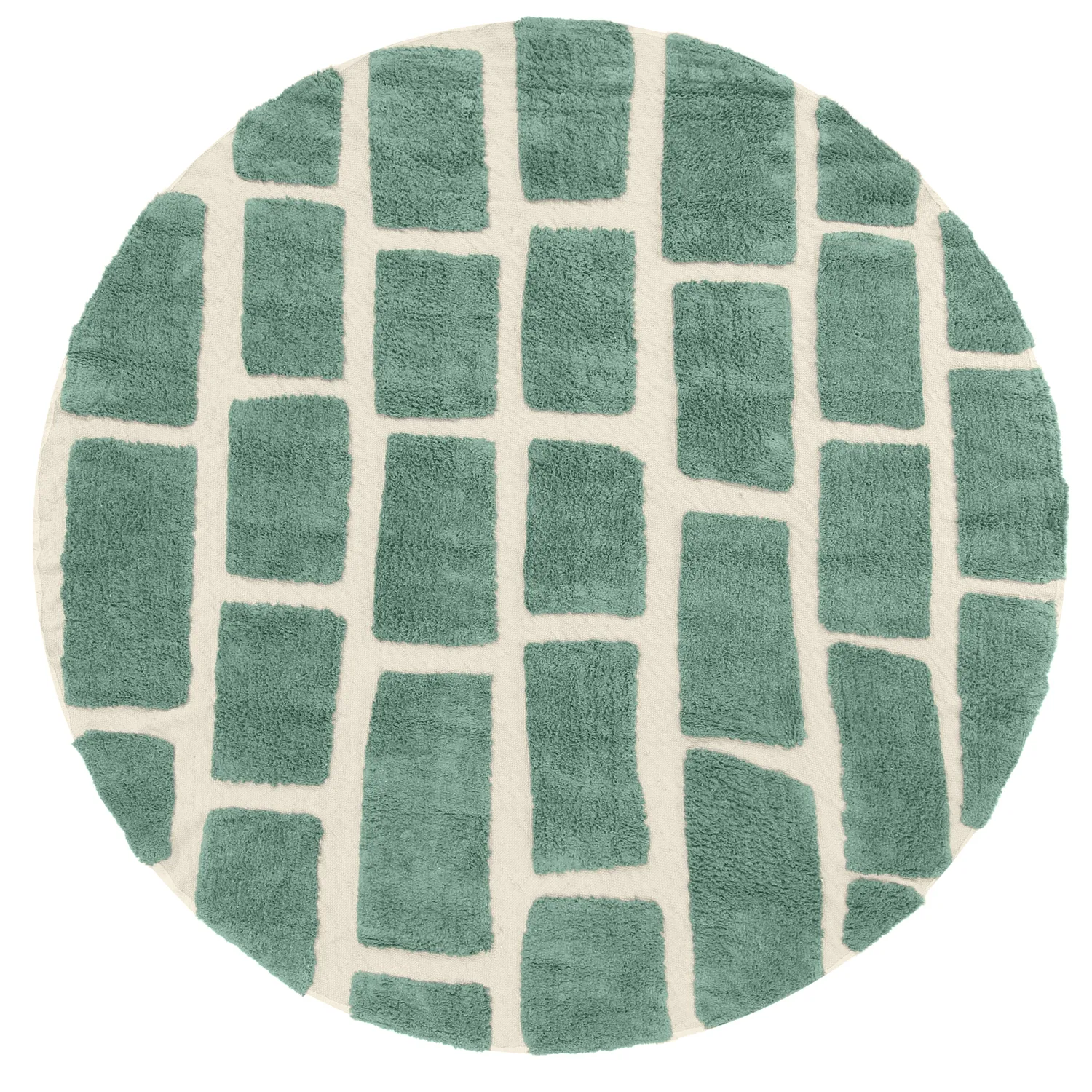 Round rug - Cyrus Natural Cotton Shaggy (green)