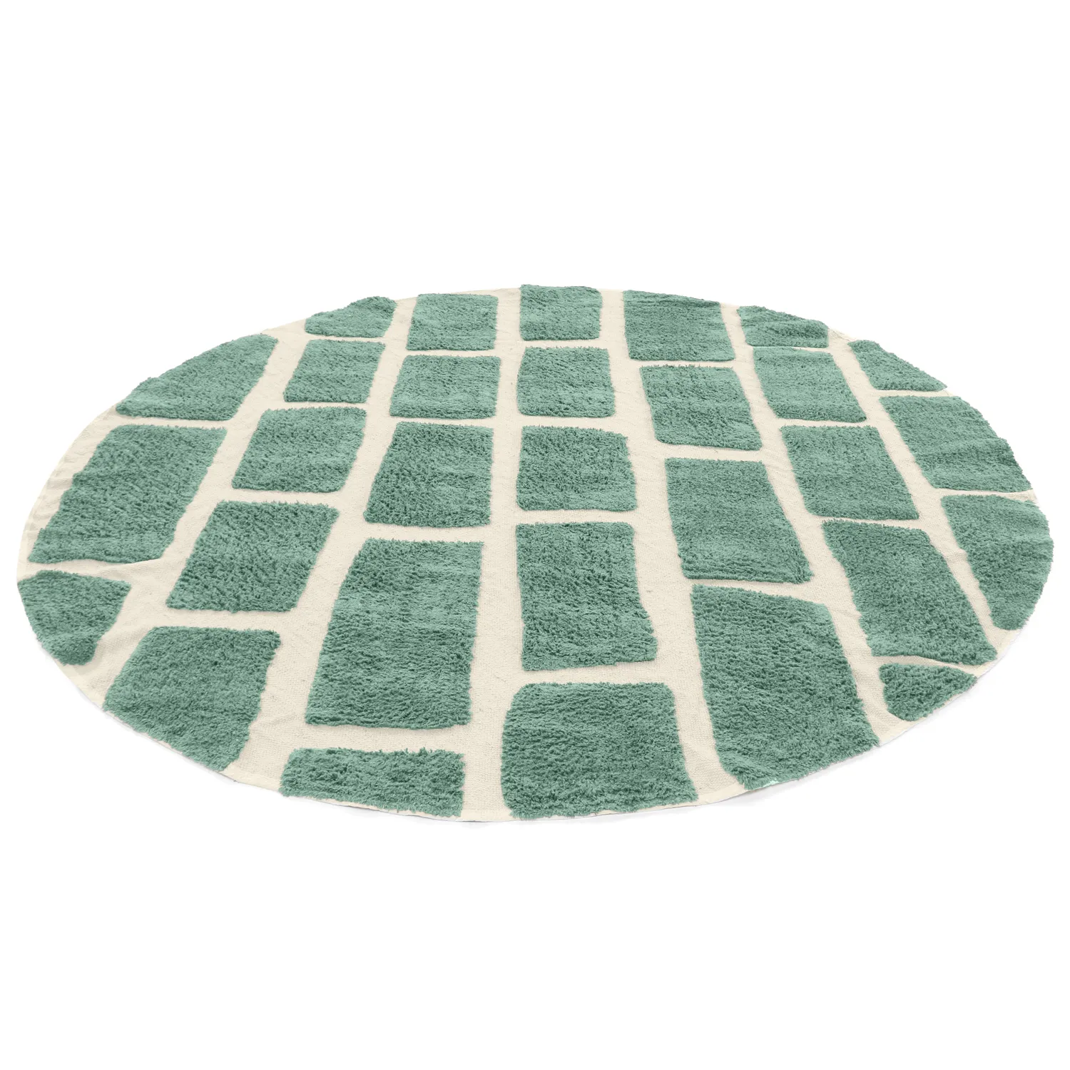 Round rug - Cyrus Natural Cotton Shaggy (green)