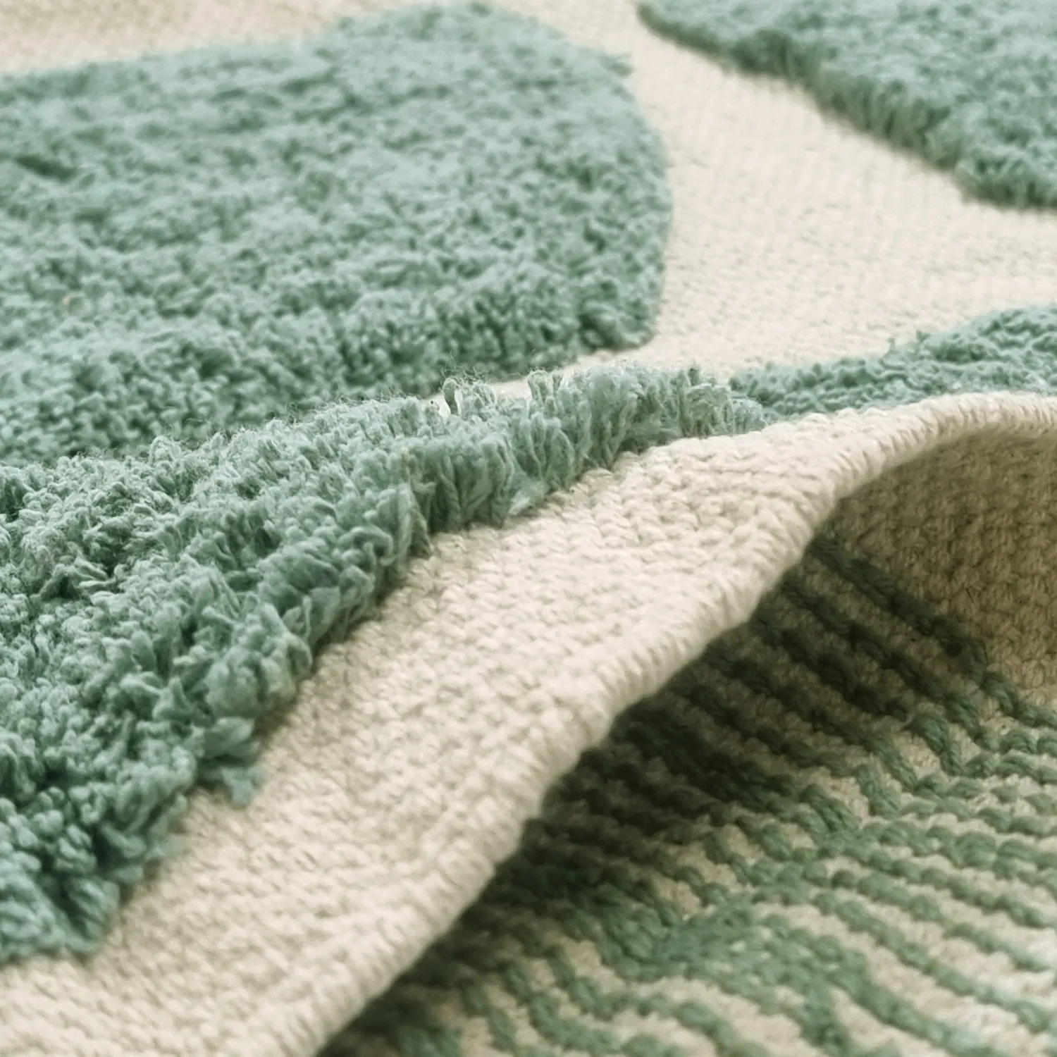 Round rug - Cyrus Natural Cotton Shaggy (green)