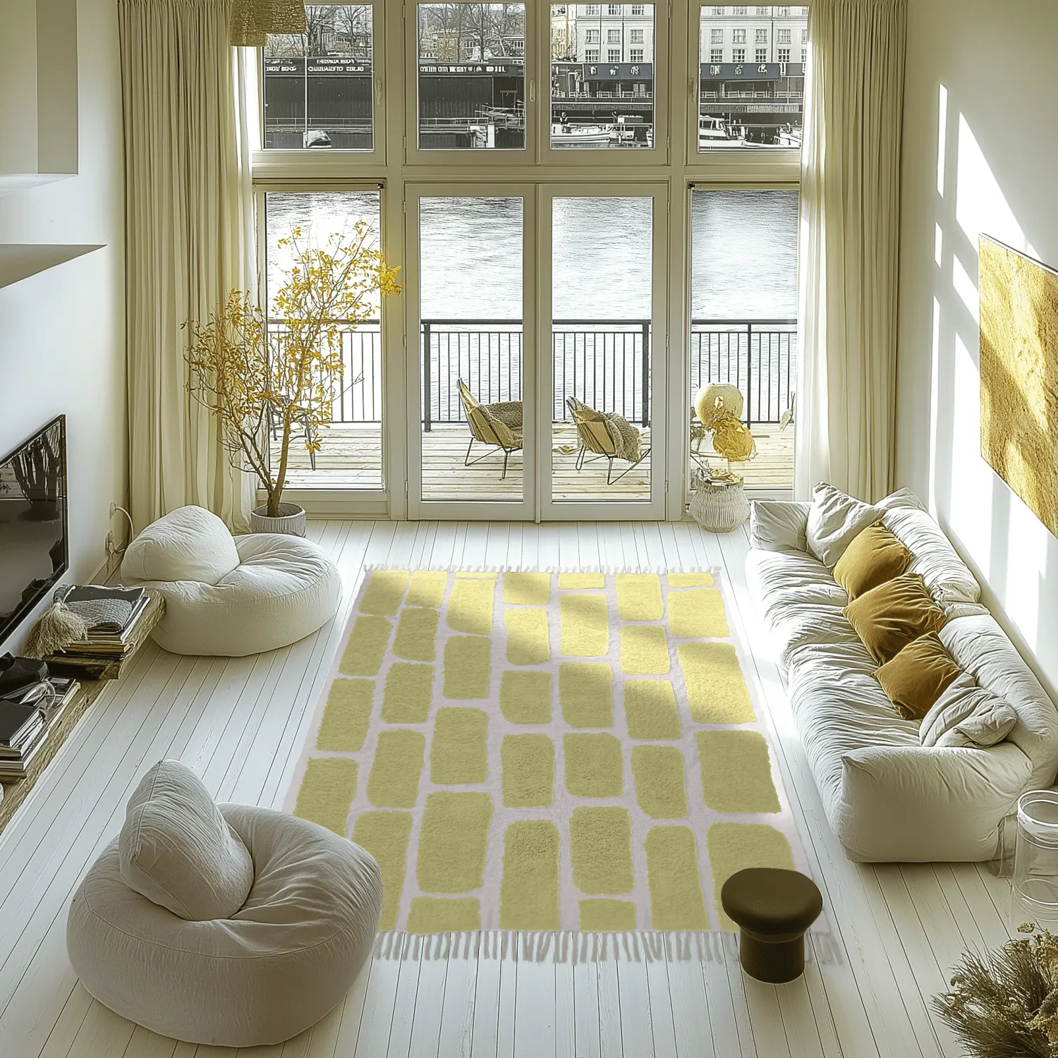 Shaggy rugs - Cyrus Natural Cotton Shaggy (yellow)
