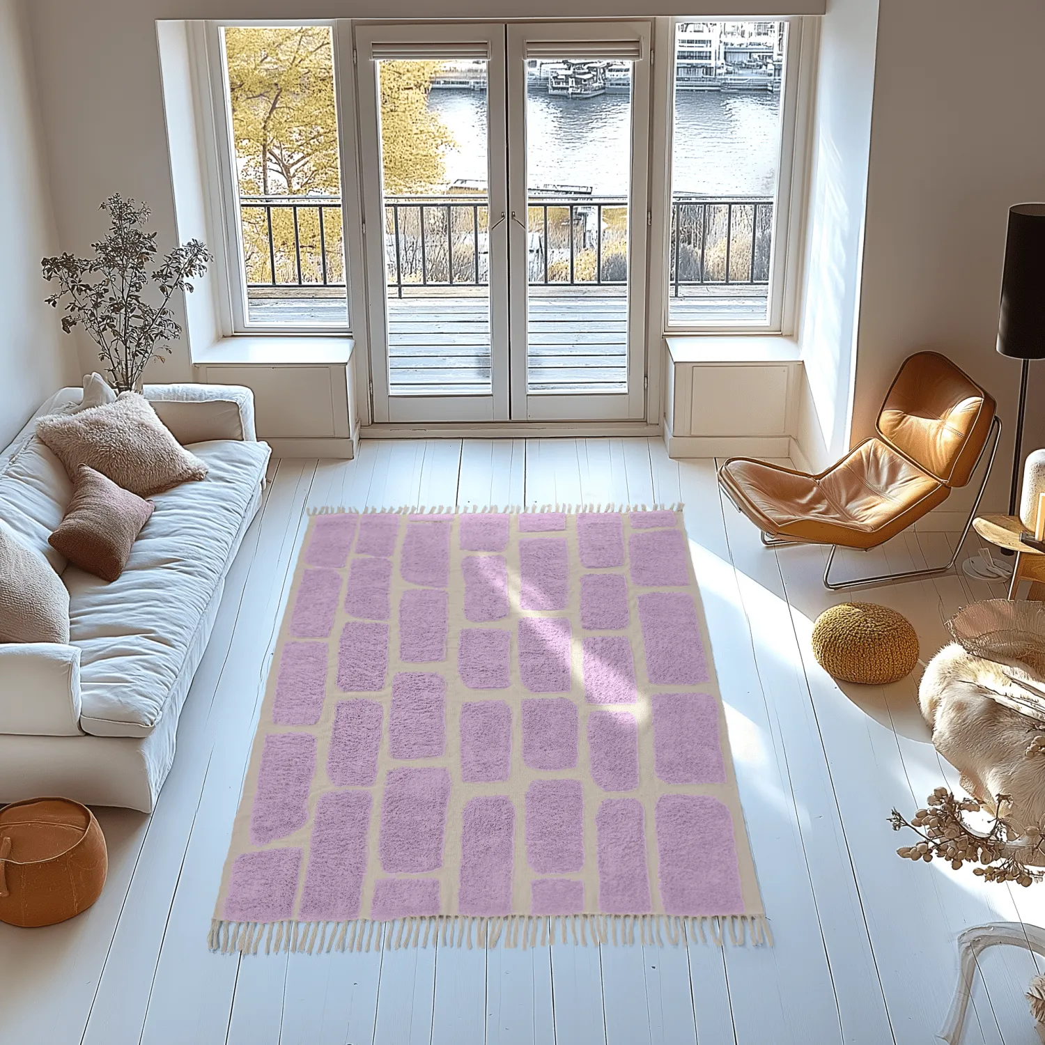 Shaggy rugs - Cyrus Natural Cotton Shaggy (purple)