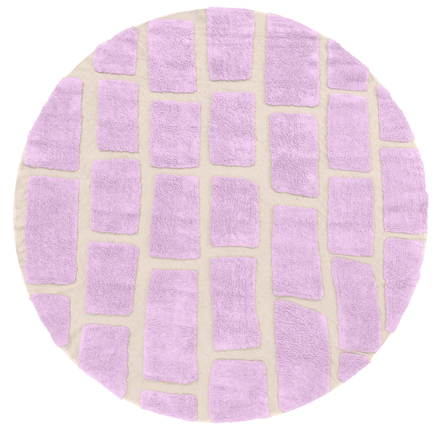 Round rug - Cyrus Natural Cotton Shaggy (purple)