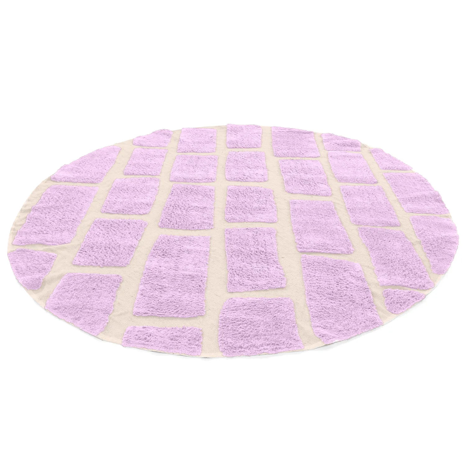 Round rug - Cyrus Natural Cotton Shaggy (purple)