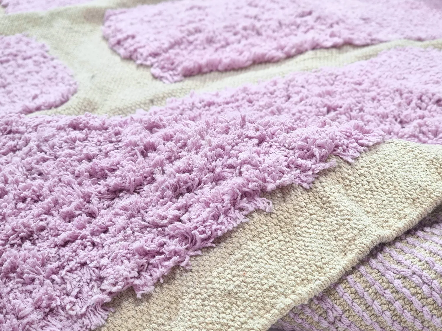 Round rug - Cyrus Natural Cotton Shaggy (purple)