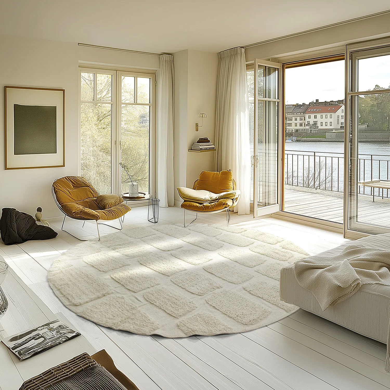 Round rug - Cyrus Natural Cotton Shaggy (off-white)