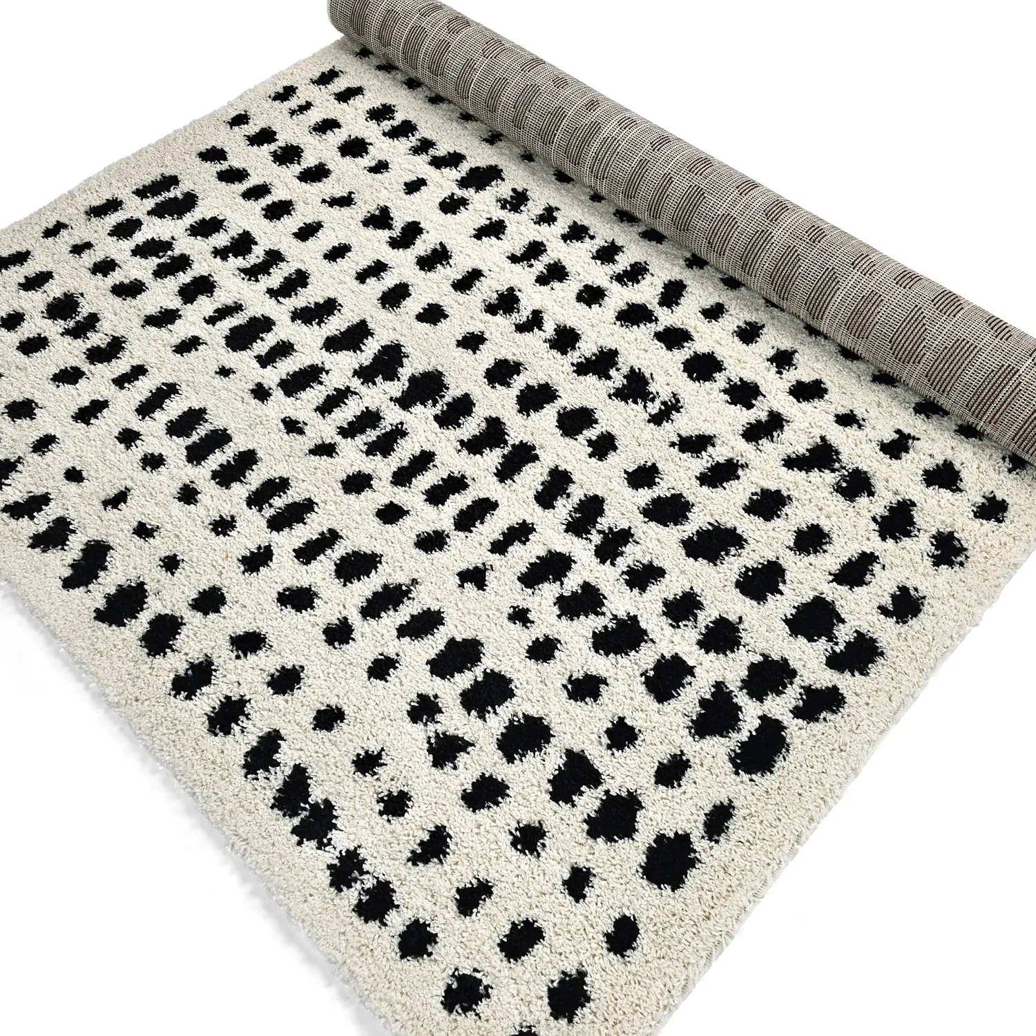 Shaggy rugs - Dotty (black/white)