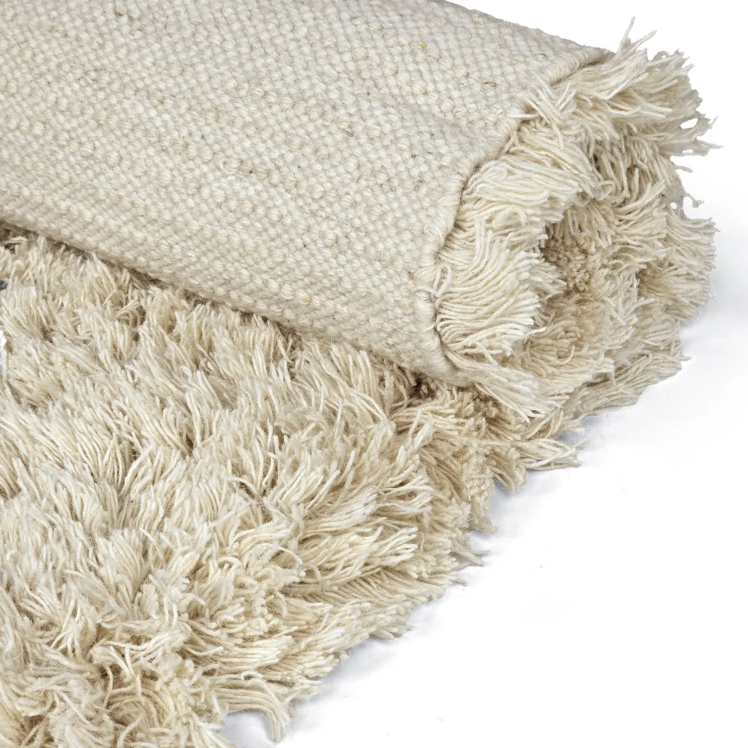 Shaggy rugs - Fassale Hand Woven Wool Shaggy (cream)