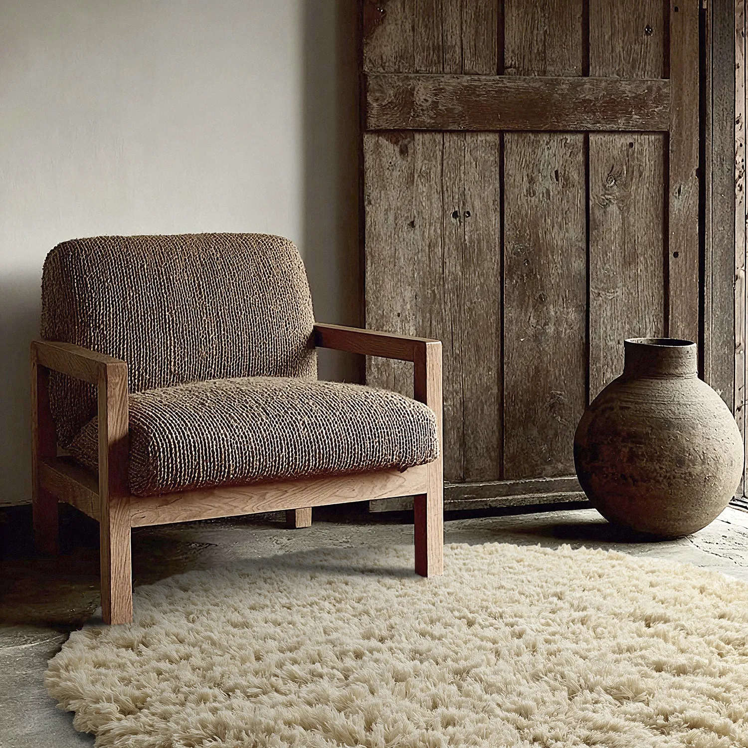 Round rug - Fassale Hand Woven Wool Shaggy (cream)
