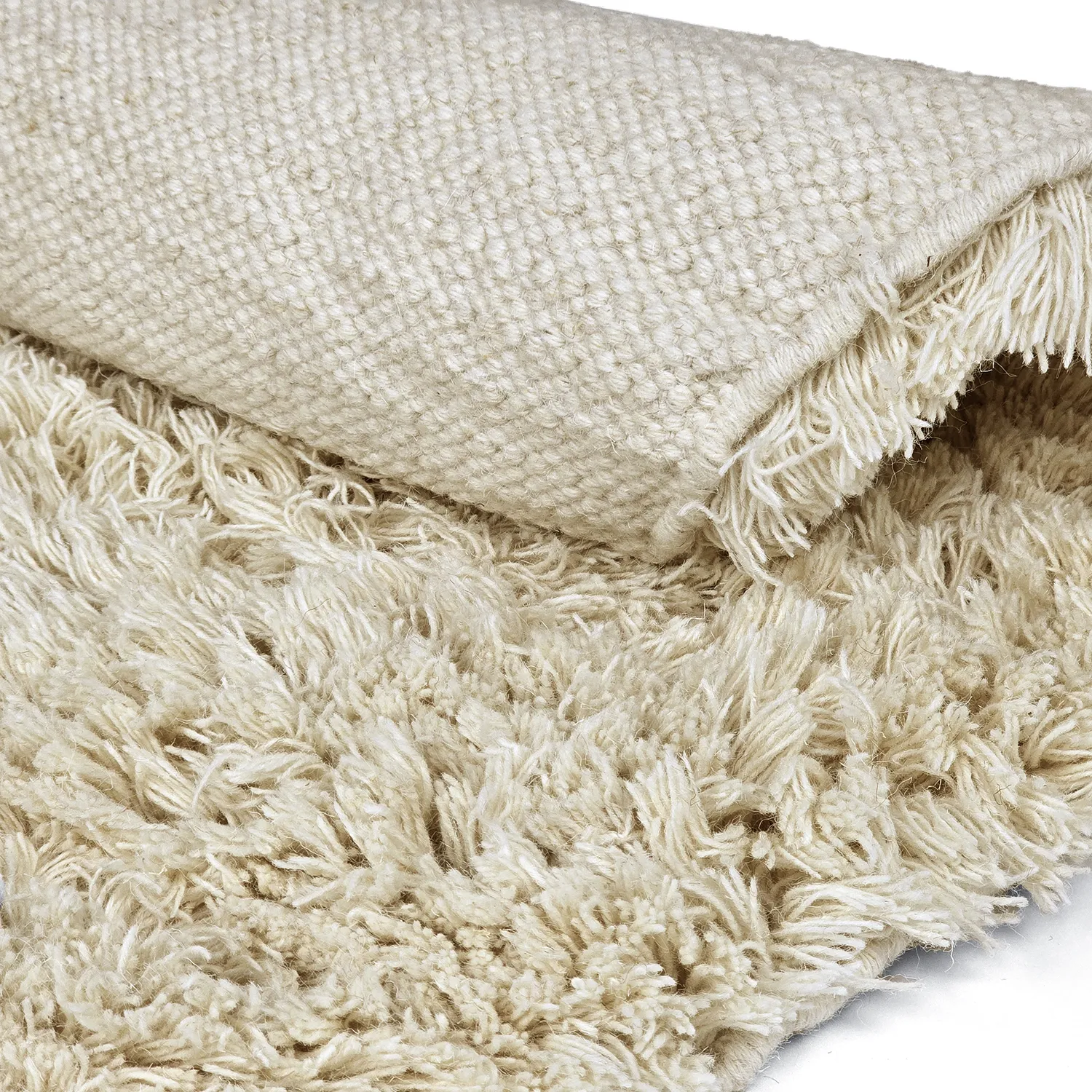 Round rug - Fassale Hand Woven Wool Shaggy (cream)