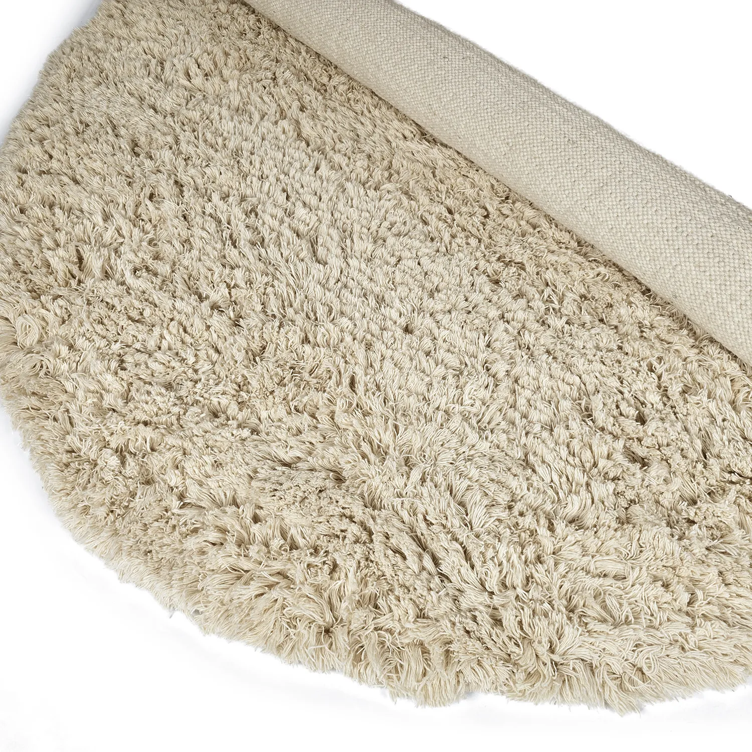 Round rug - Fassale Hand Woven Wool Shaggy (cream)