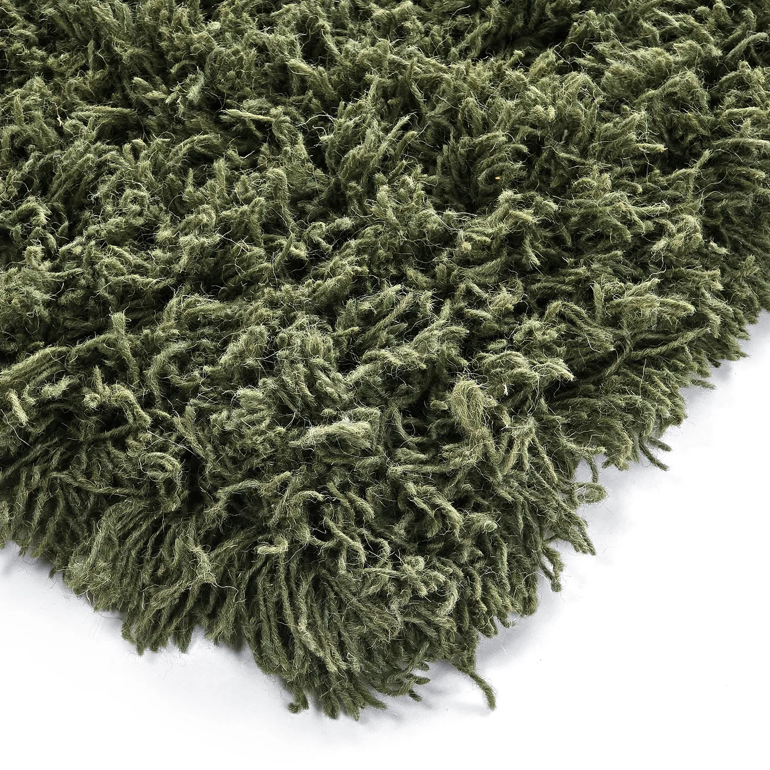 Shaggy rugs - Fassale Hand Woven Wool Shaggy (moss green)