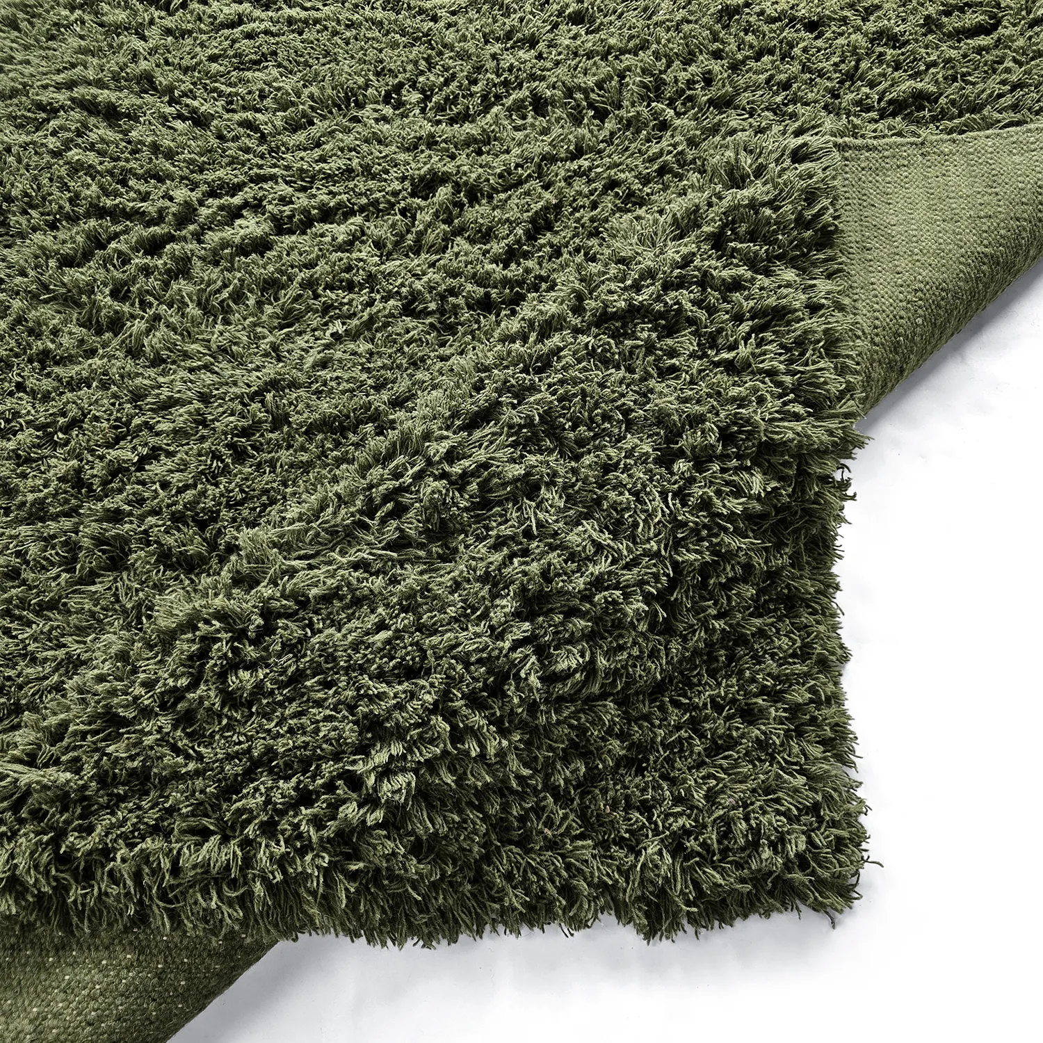 Shaggy rugs - Fassale Hand Woven Wool Shaggy (moss green)