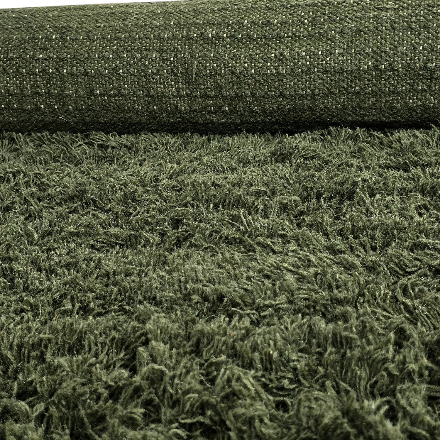 Shaggy rugs - Fassale Hand Woven Wool Shaggy (moss green)
