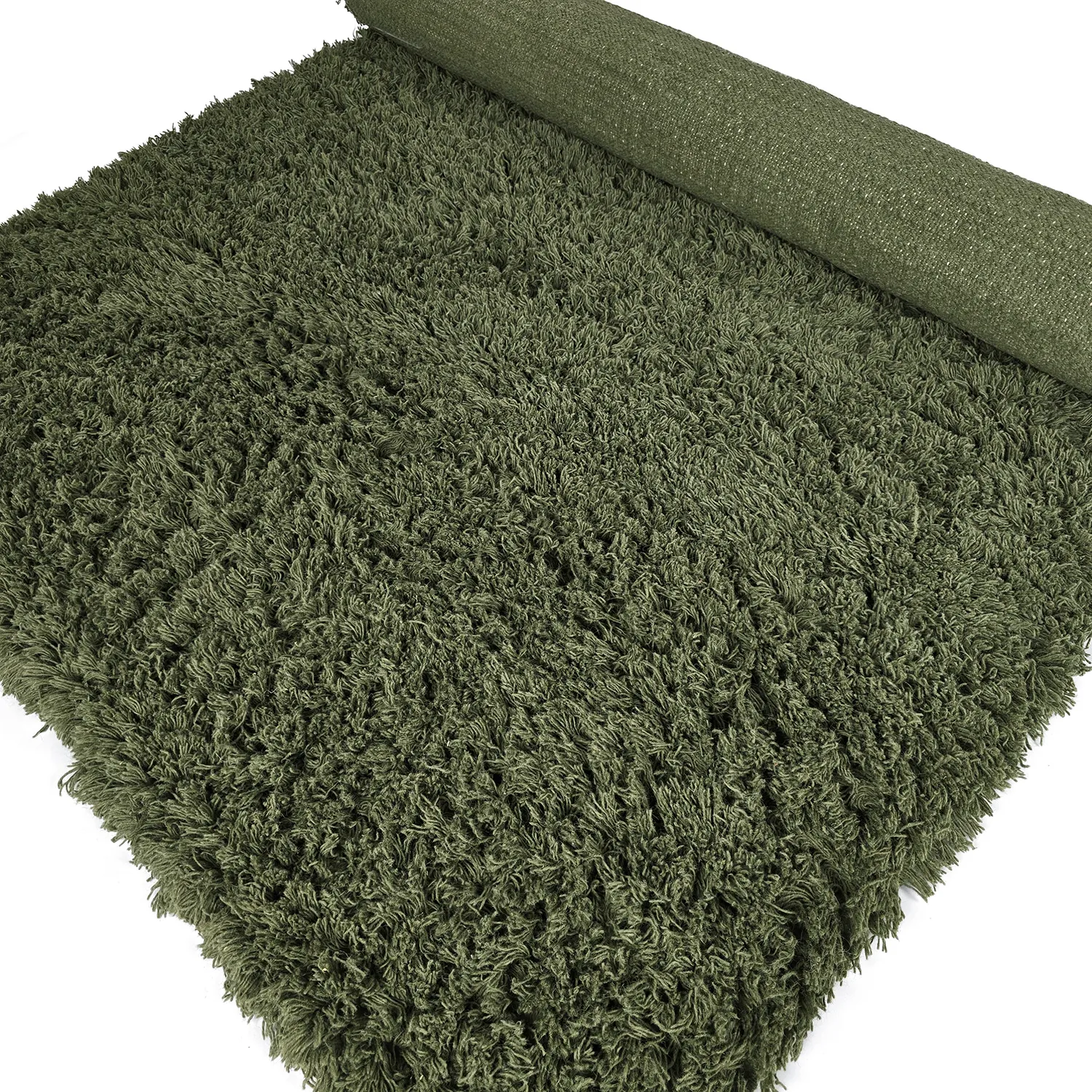 Shaggy rugs - Fassale Hand Woven Wool Shaggy (moss green)