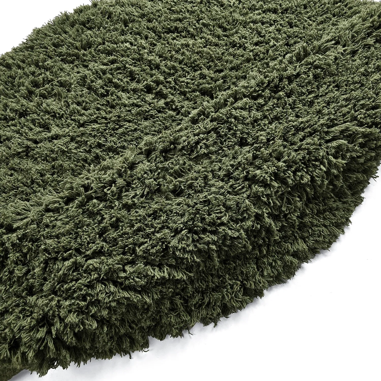 Round rug - Fassale Hand Woven Wool Shaggy (moss green)
