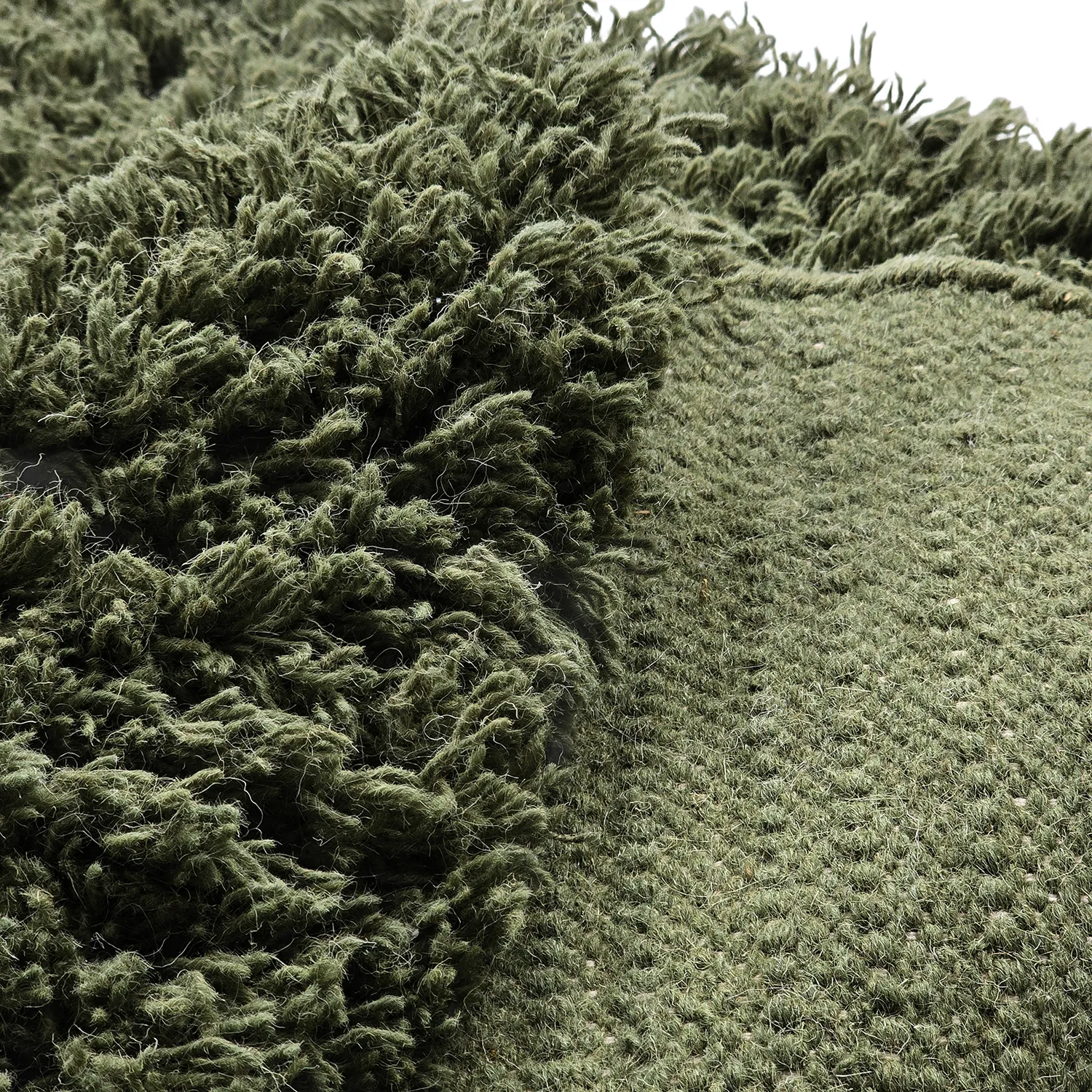Round rug - Fassale Hand Woven Wool Shaggy (moss green)