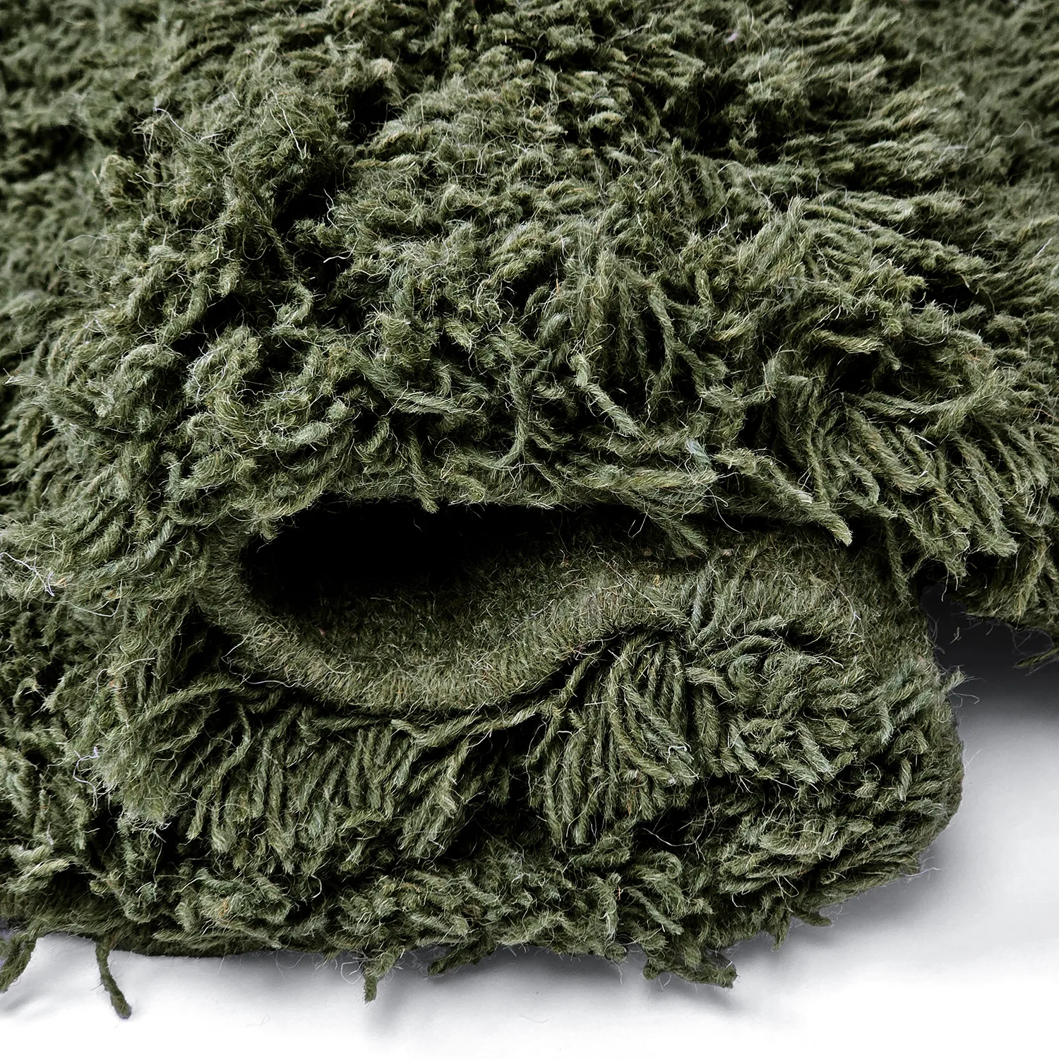 Round rug - Fassale Hand Woven Wool Shaggy (moss green)