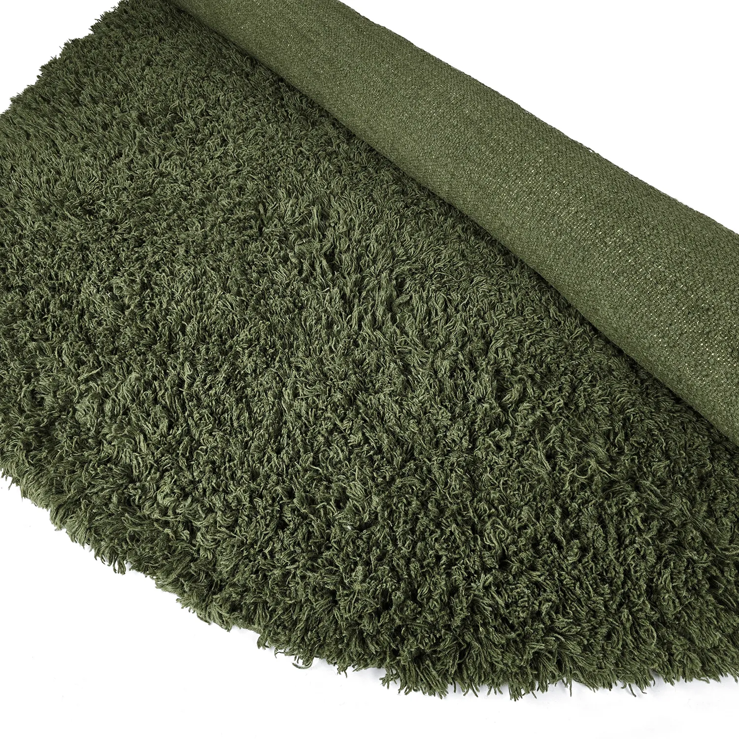 Round rug - Fassale Hand Woven Wool Shaggy (moss green)
