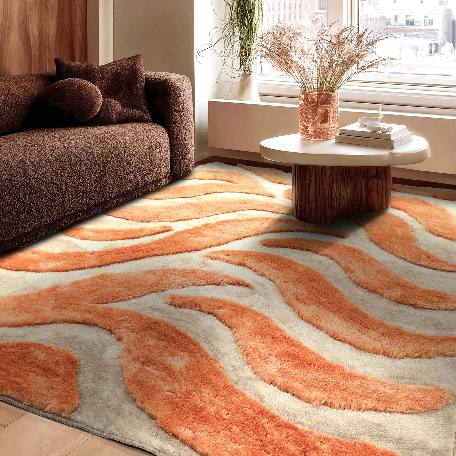 Shaggy rugs - Fergana (cream/orange)