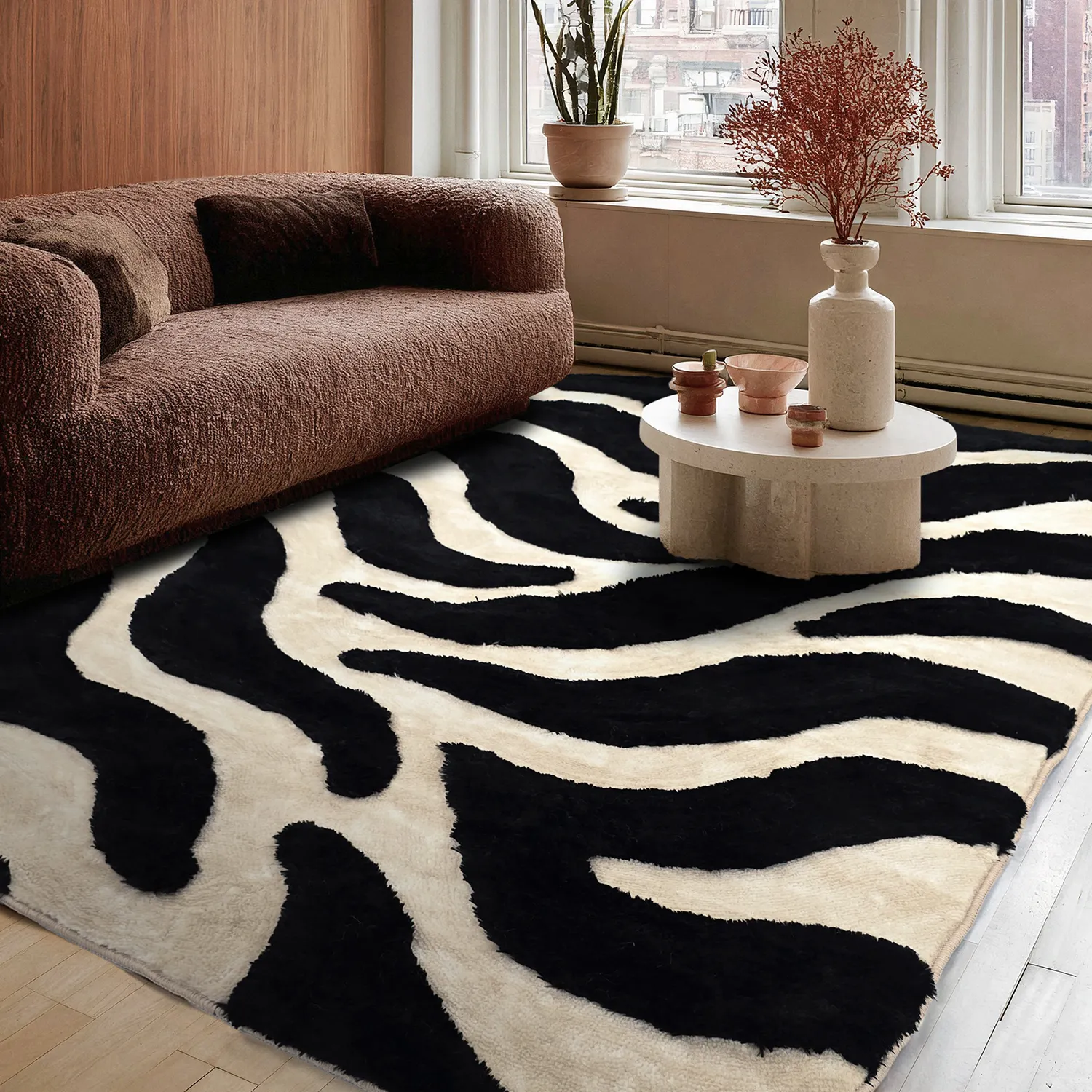 Shaggy rugs - Fergana (cream/black)