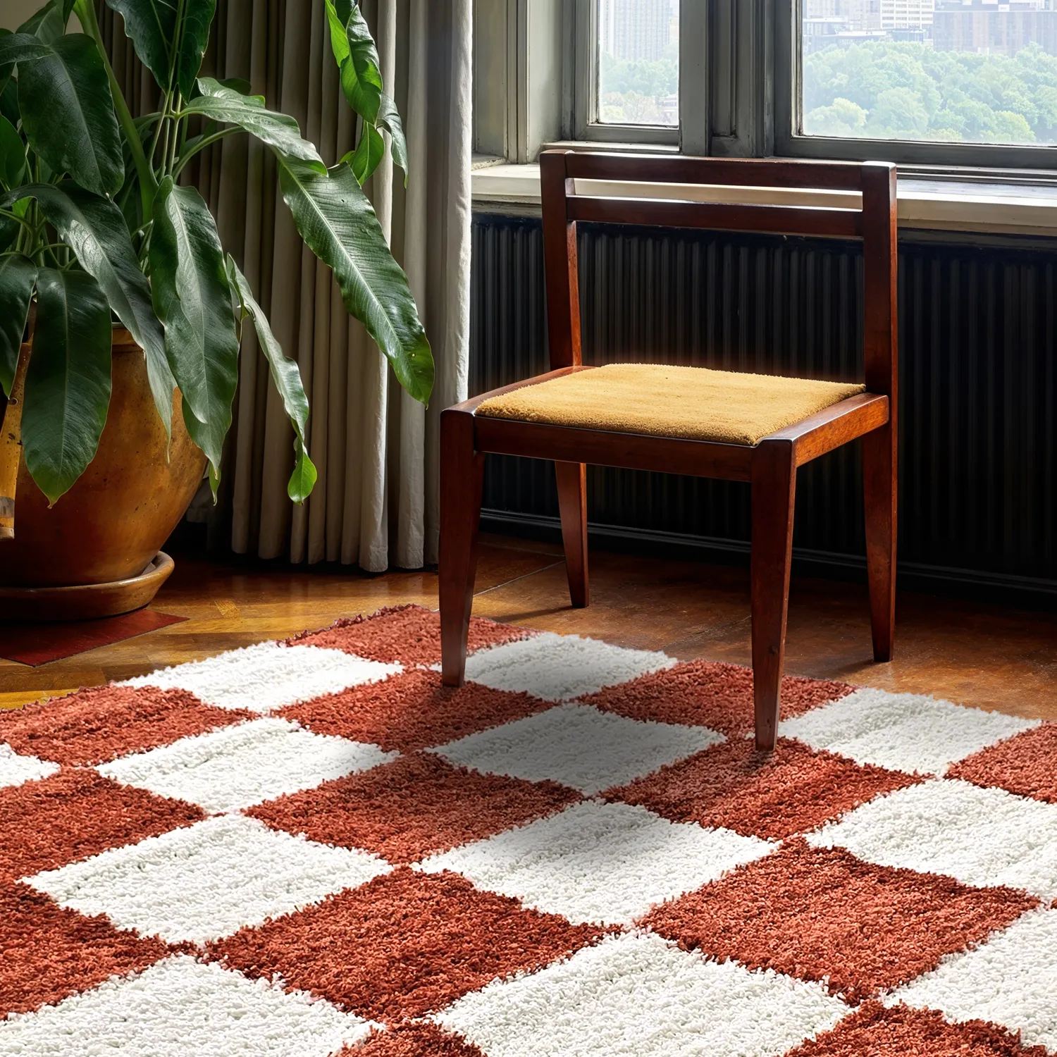 Shaggy rugs - Gordes (orange/white)