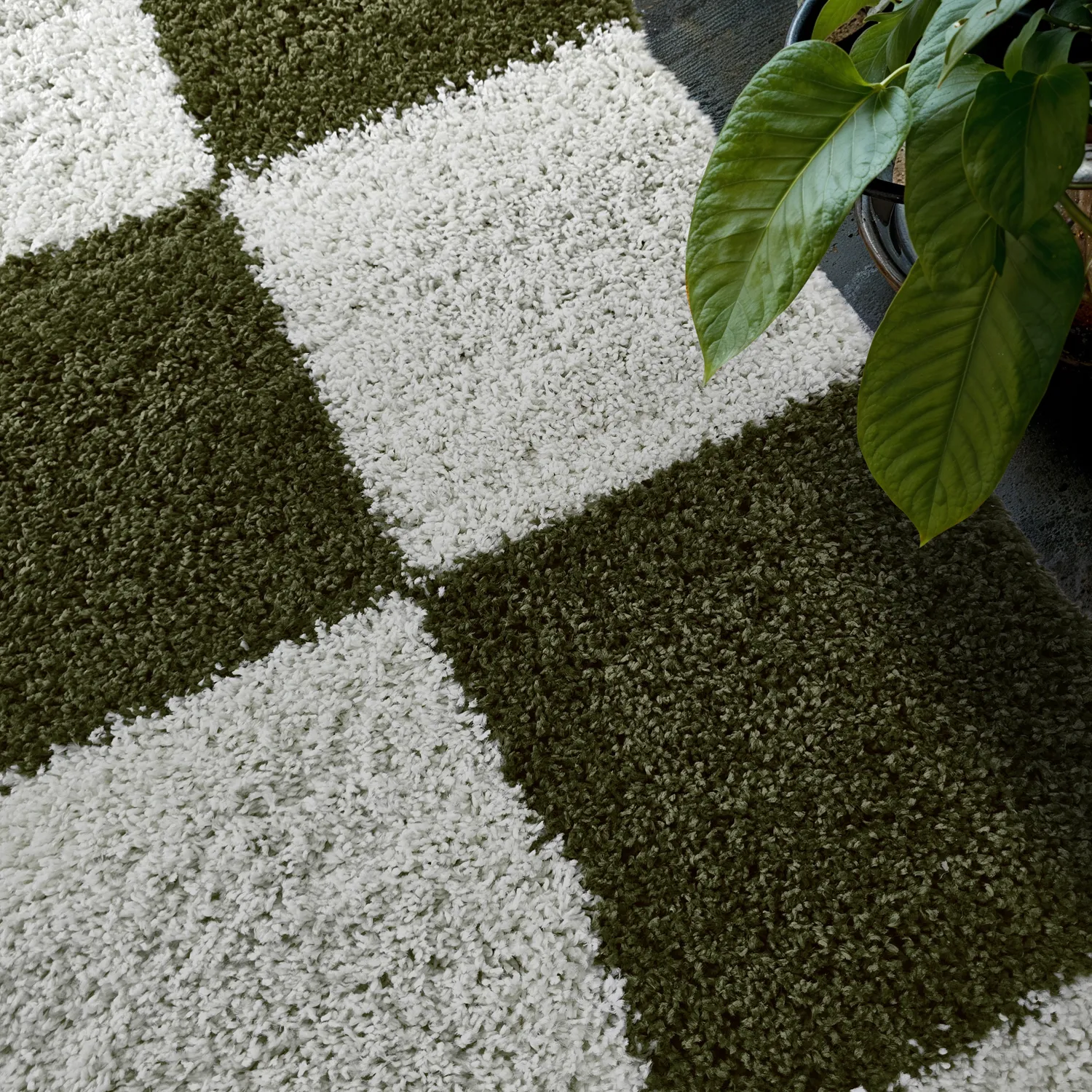 Shaggy rugs - Gordes (green/white)