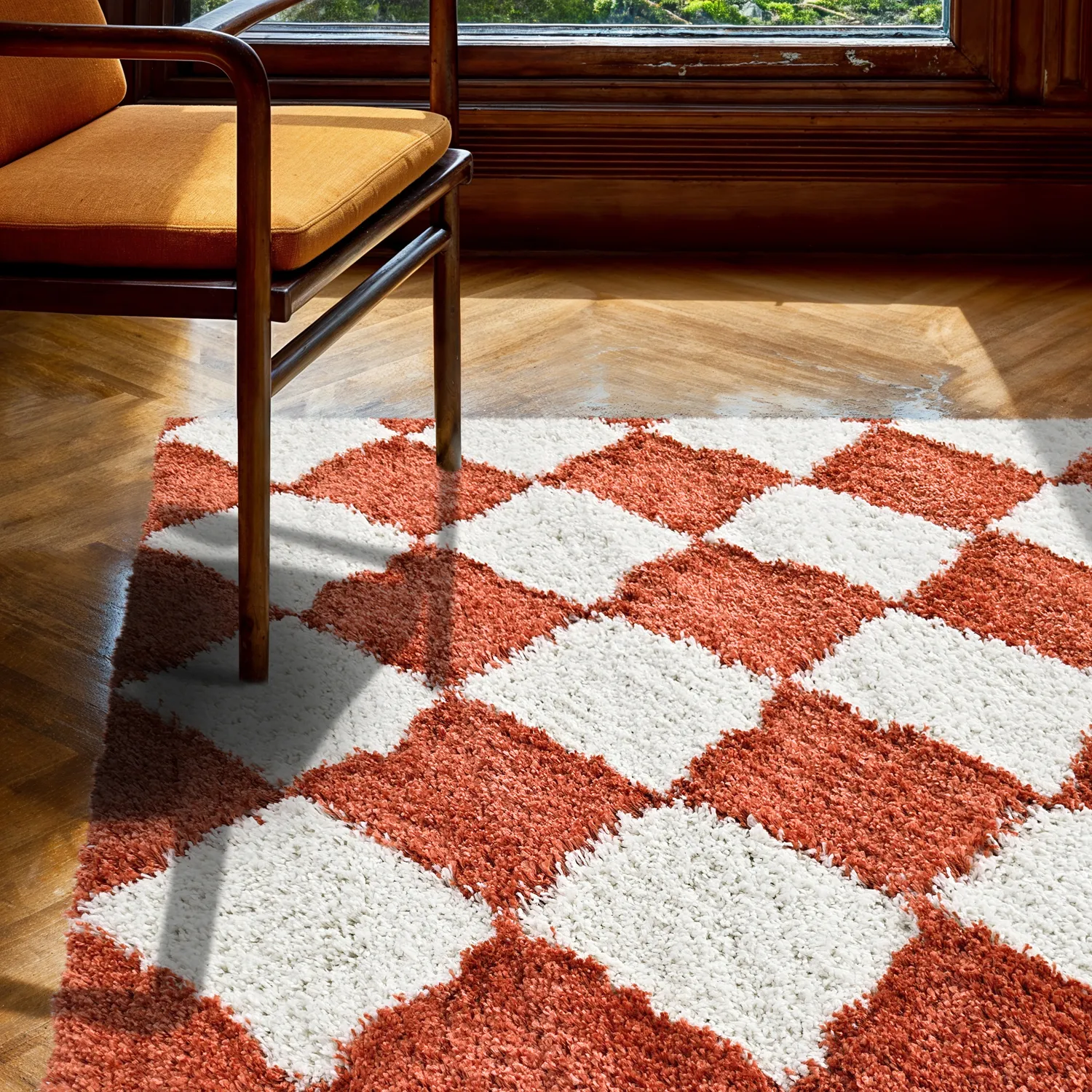 Shaggy rugs - Albi (white/orange)
