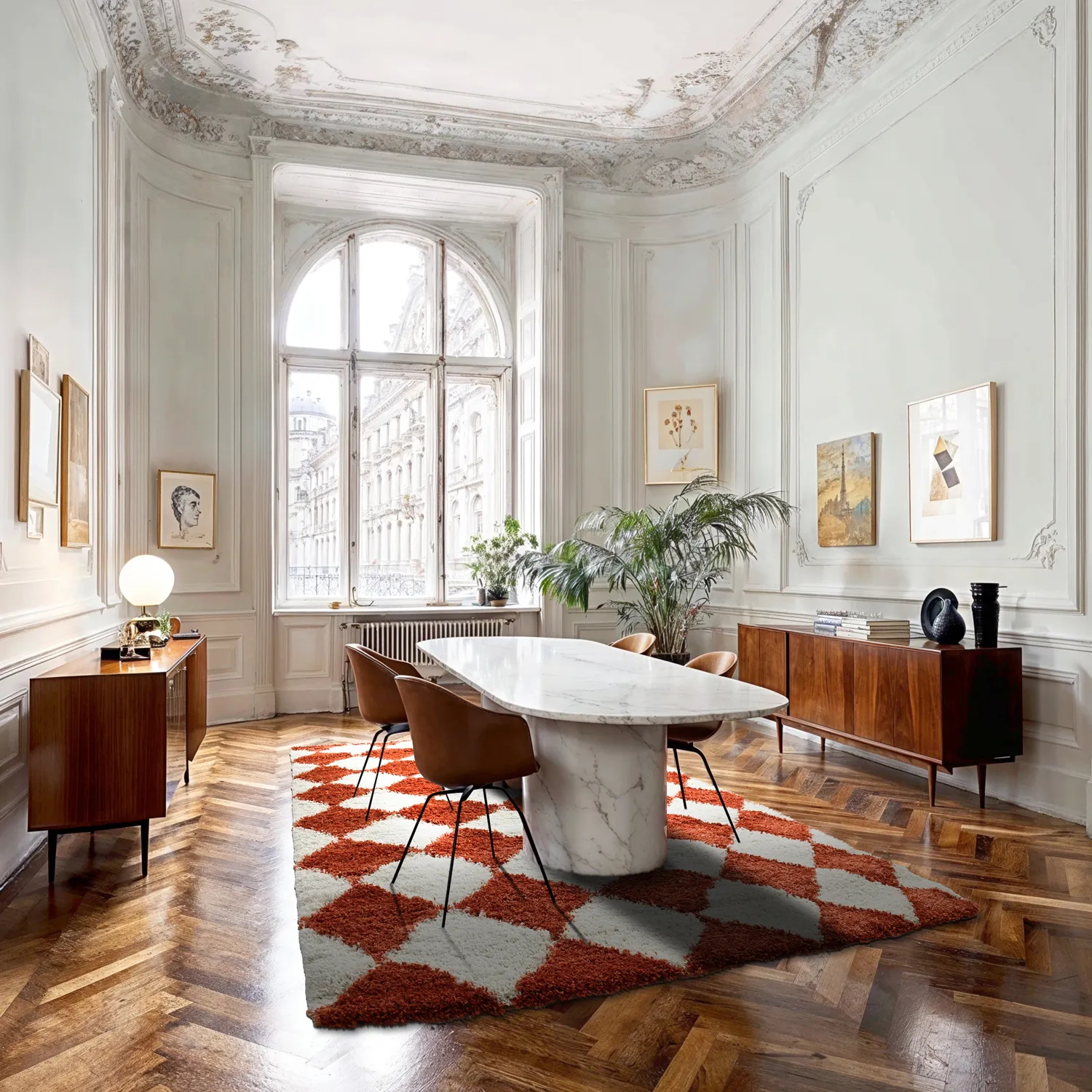 Shaggy rugs - Albi (white/orange)