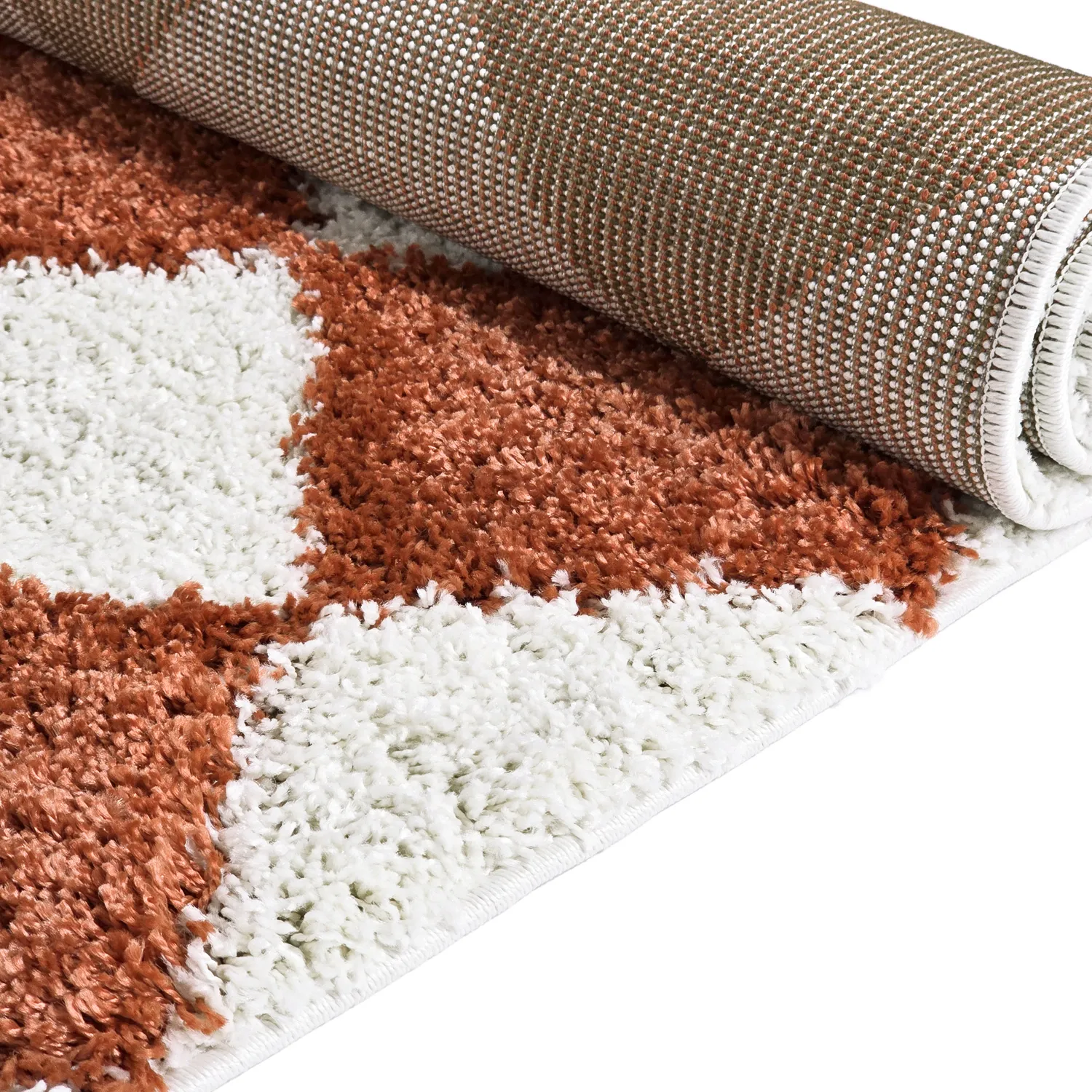 Shaggy rugs - Albi (white/orange)