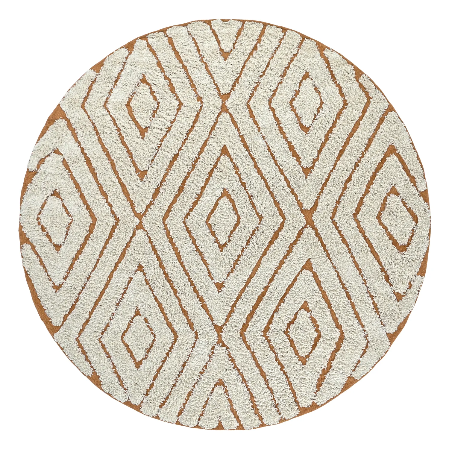 Round rug - Holwell Natural Cotton Shaggy (off white/brown)