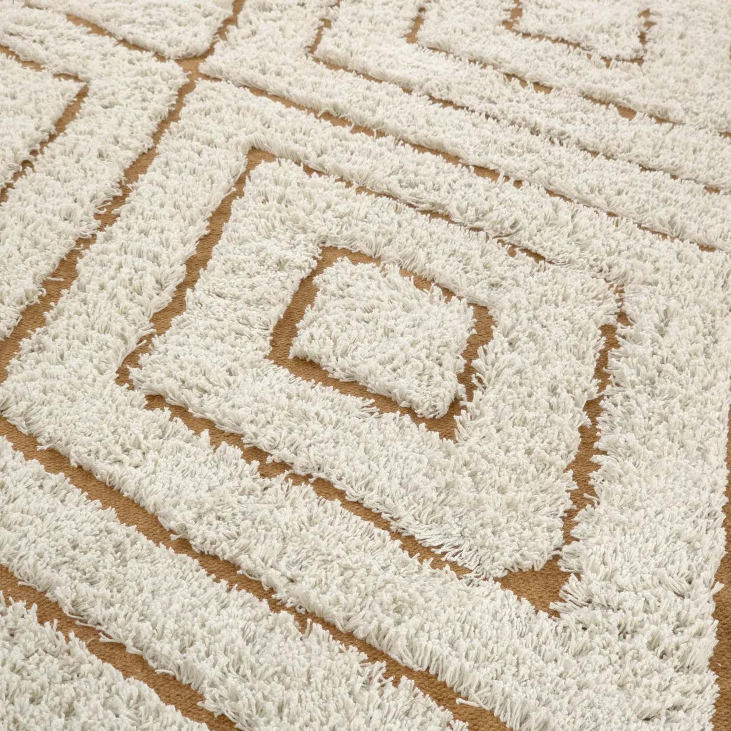 Round rug - Holwell Natural Cotton Shaggy (off white/brown)