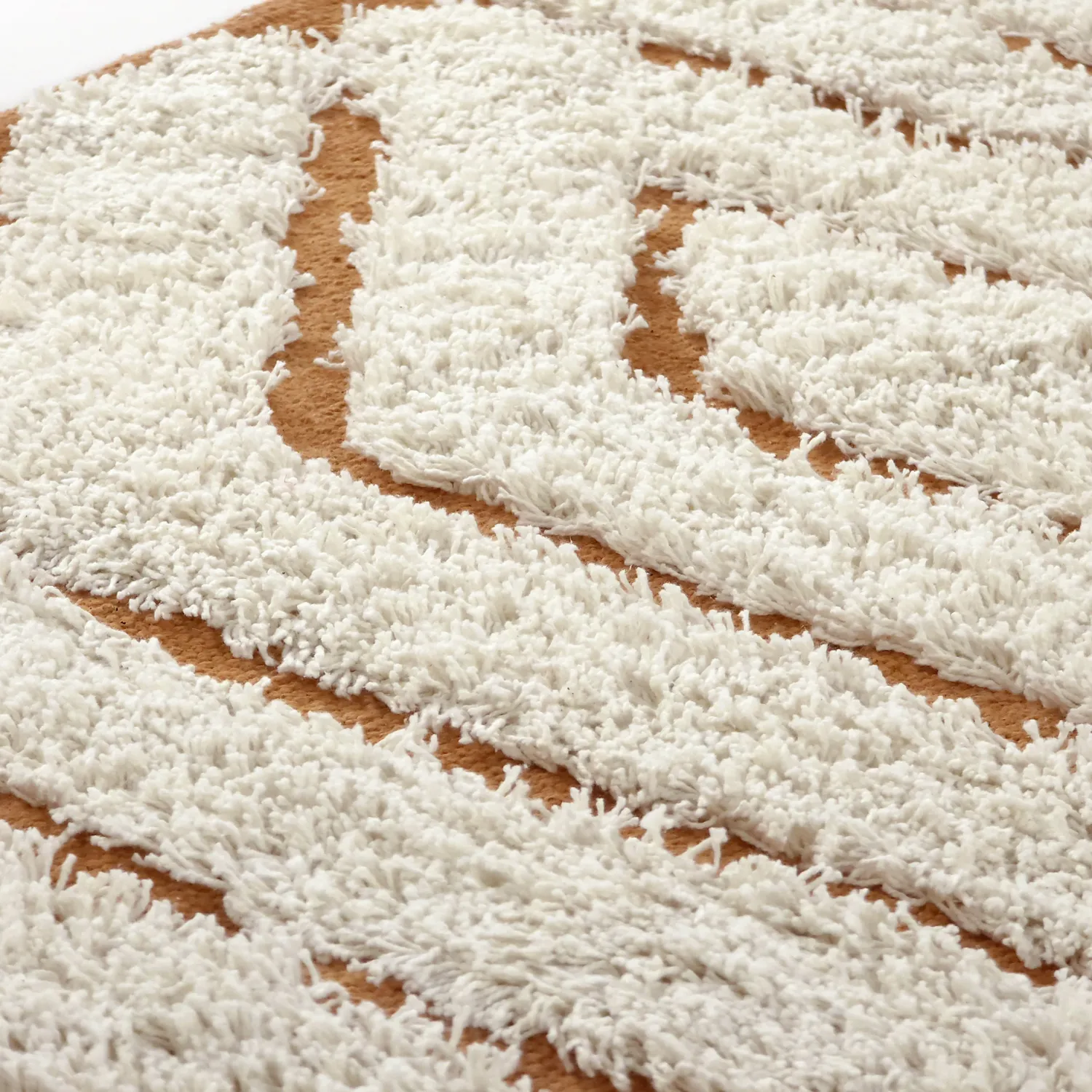 Round rug - Holwell Natural Cotton Shaggy (off white/brown)