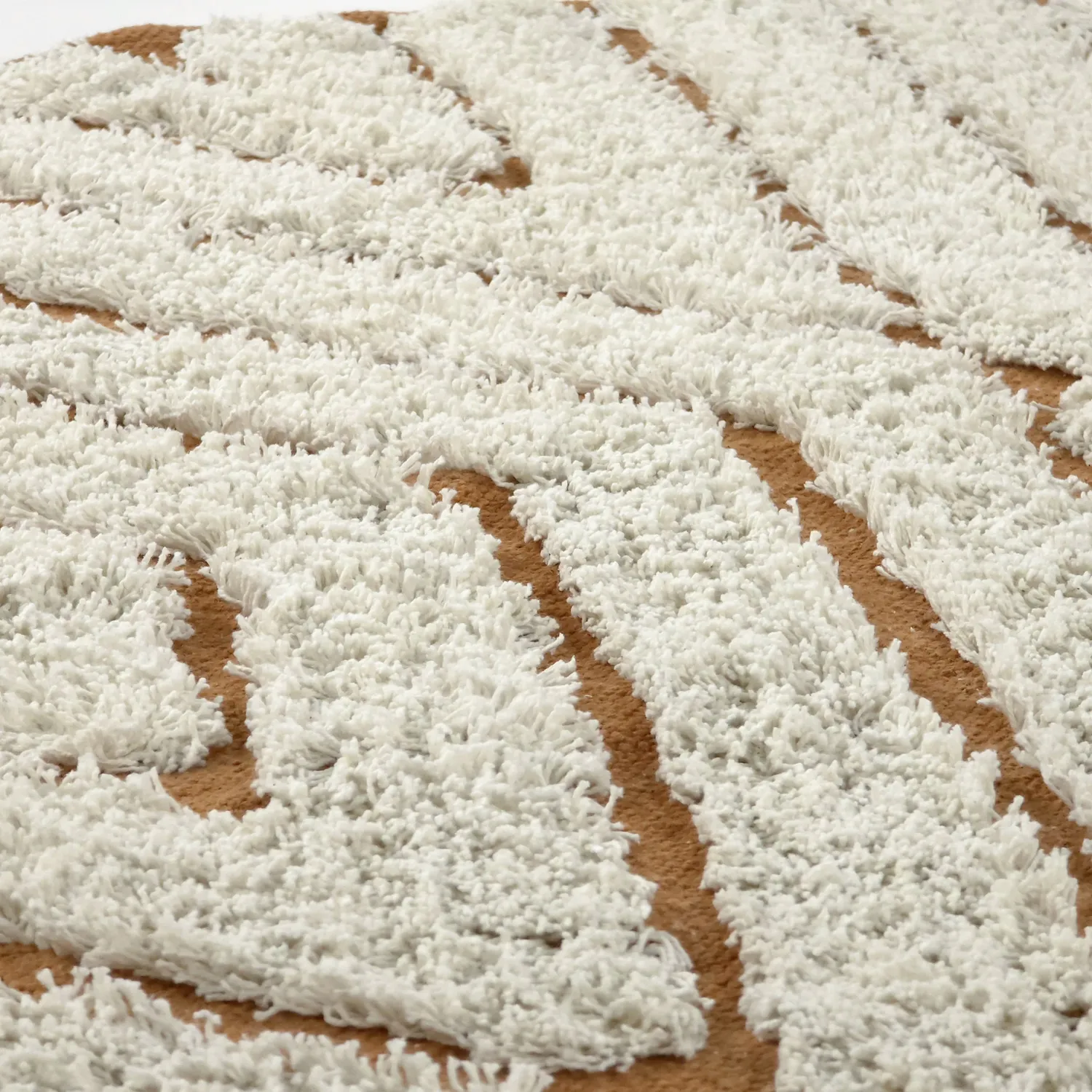 Round rug - Holwell Natural Cotton Shaggy (off white/brown)