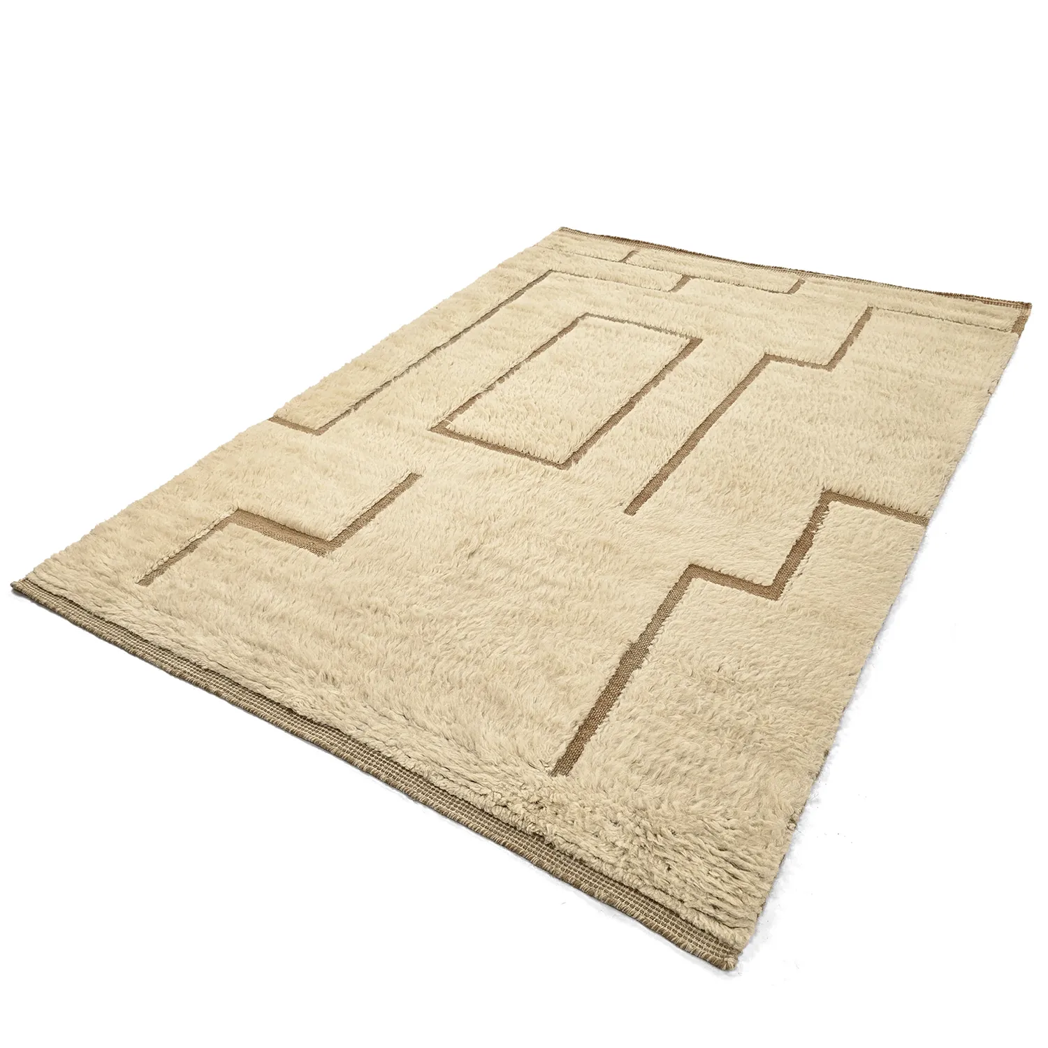 Shaggy rugs - Kiberg Hand Woven Wool Shaggy (cream)