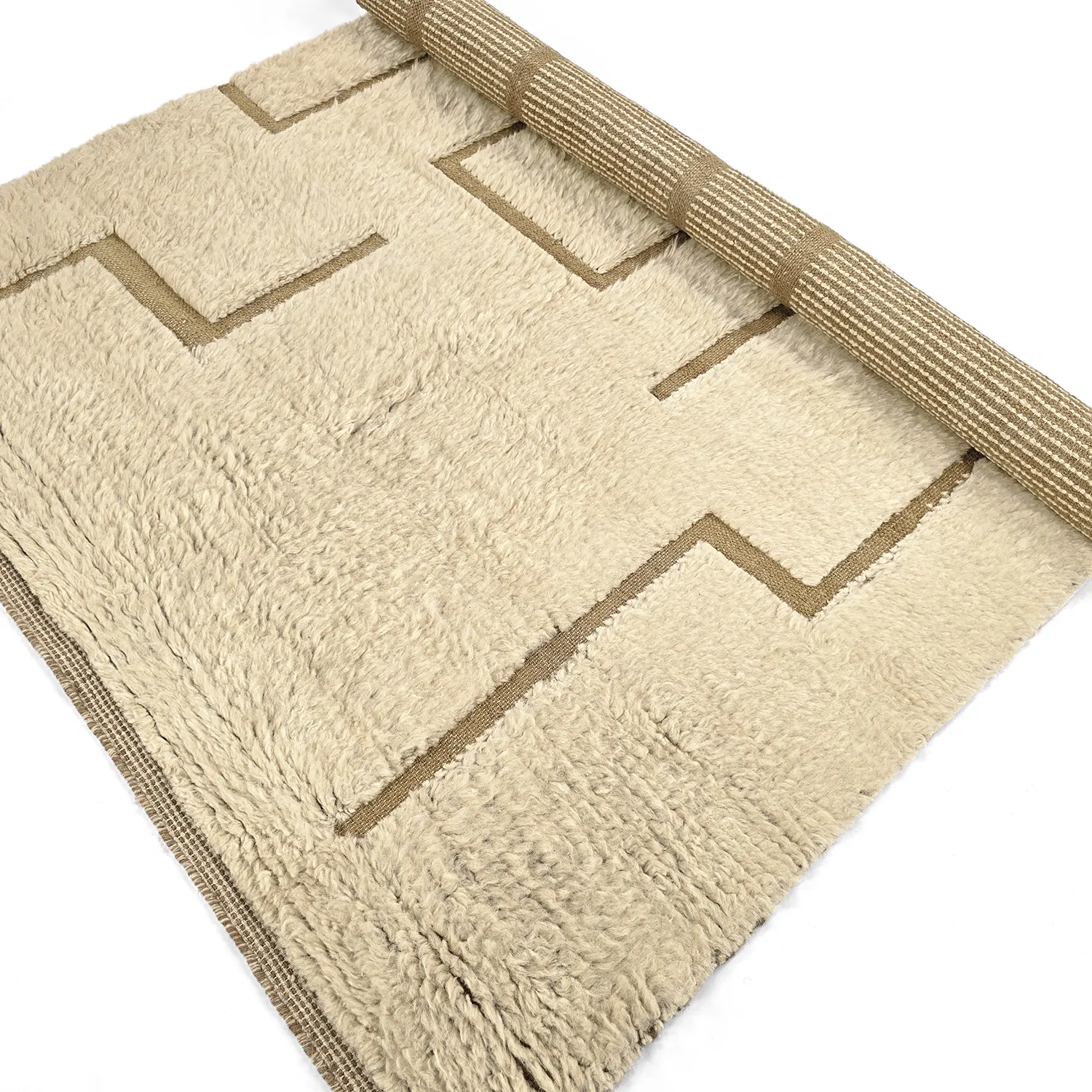 Shaggy rugs - Kiberg Hand Woven Wool Shaggy (cream)