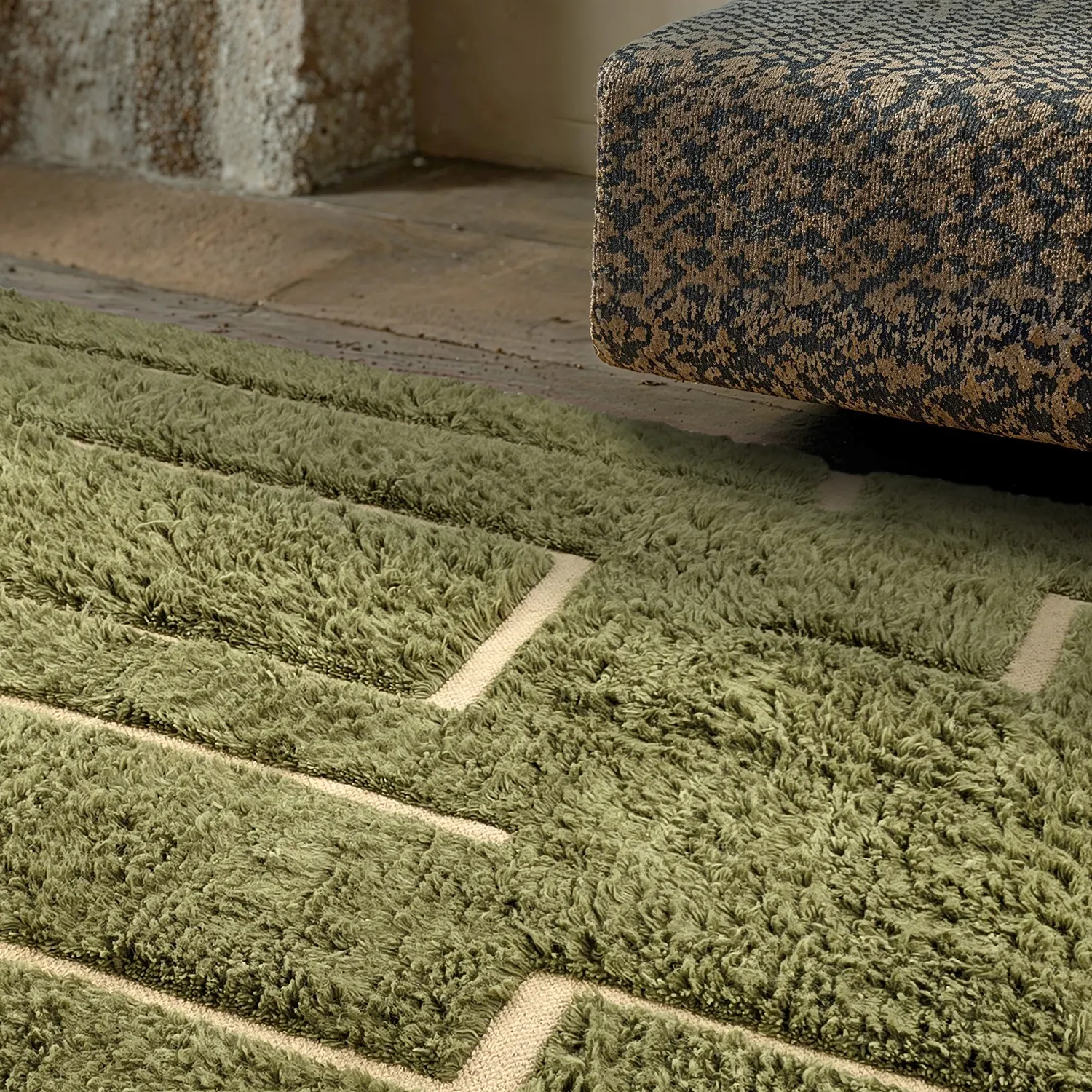 Shaggy rugs - Kiberg Hand Woven Wool Shaggy (green)
