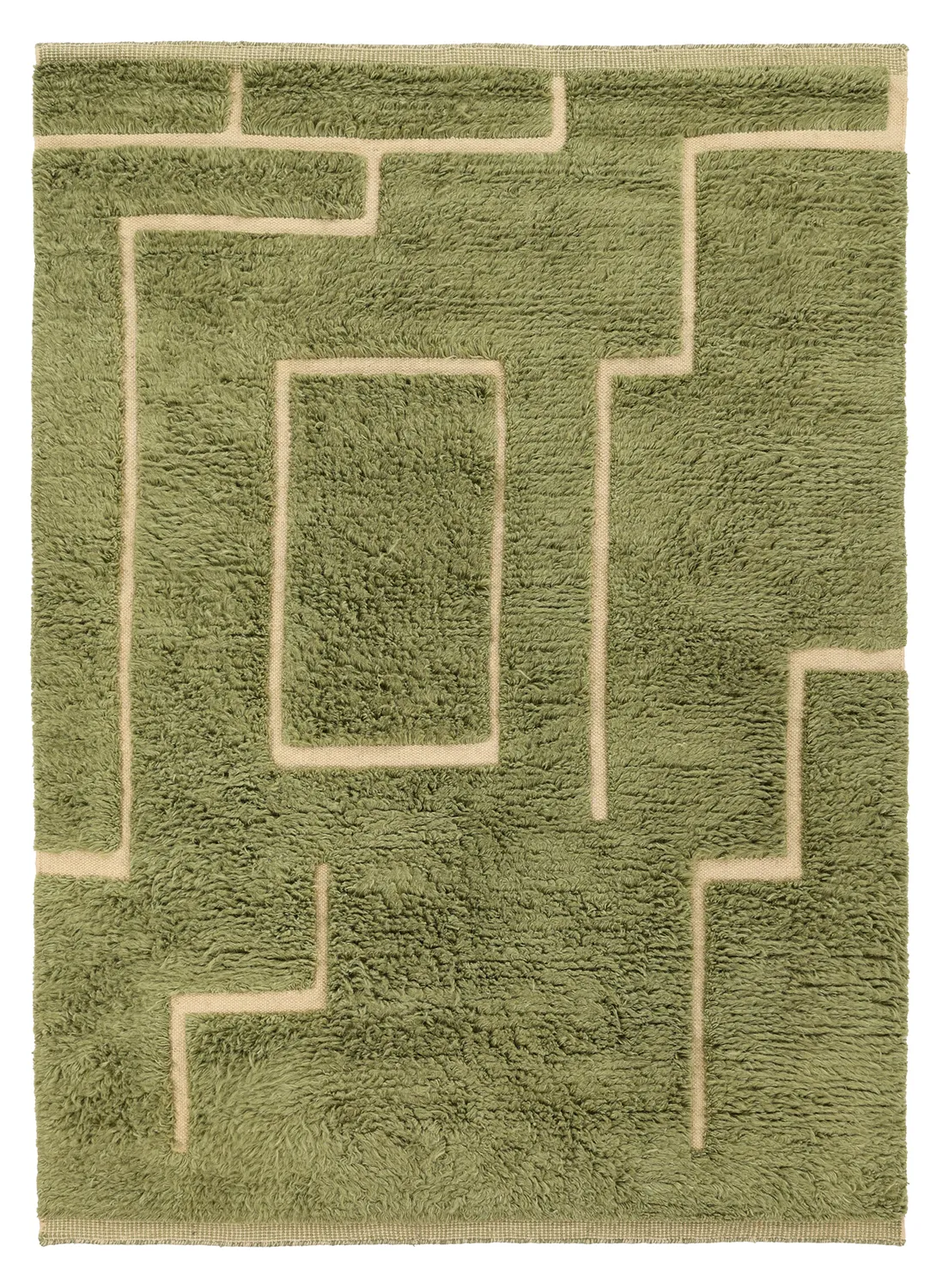 Shaggy rugs - Kiberg Hand Woven Wool Shaggy (green)