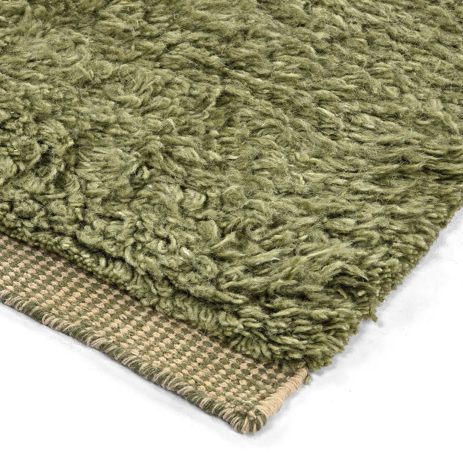 Shaggy rugs - Kiberg Hand Woven Wool Shaggy (green)