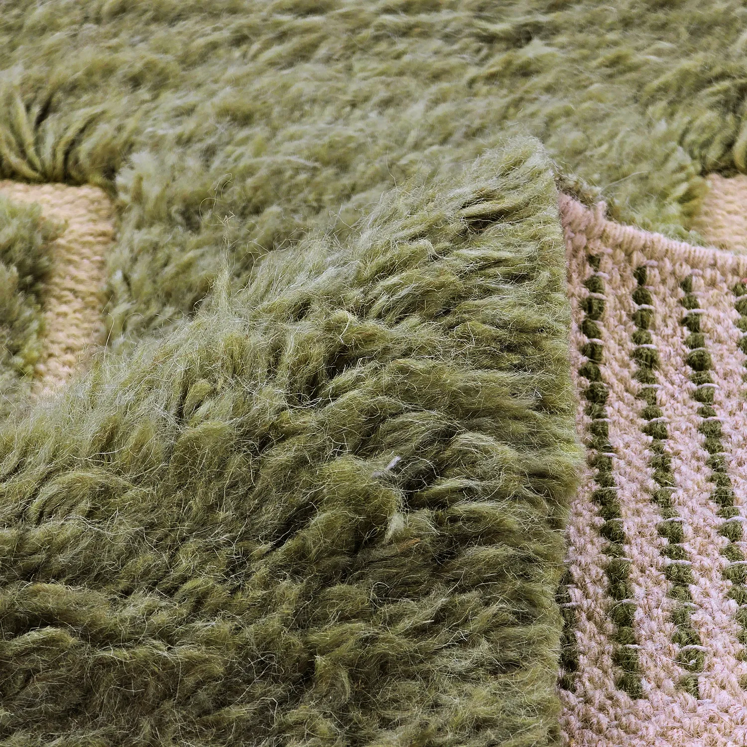 Shaggy rugs - Kiberg Hand Woven Wool Shaggy (green)