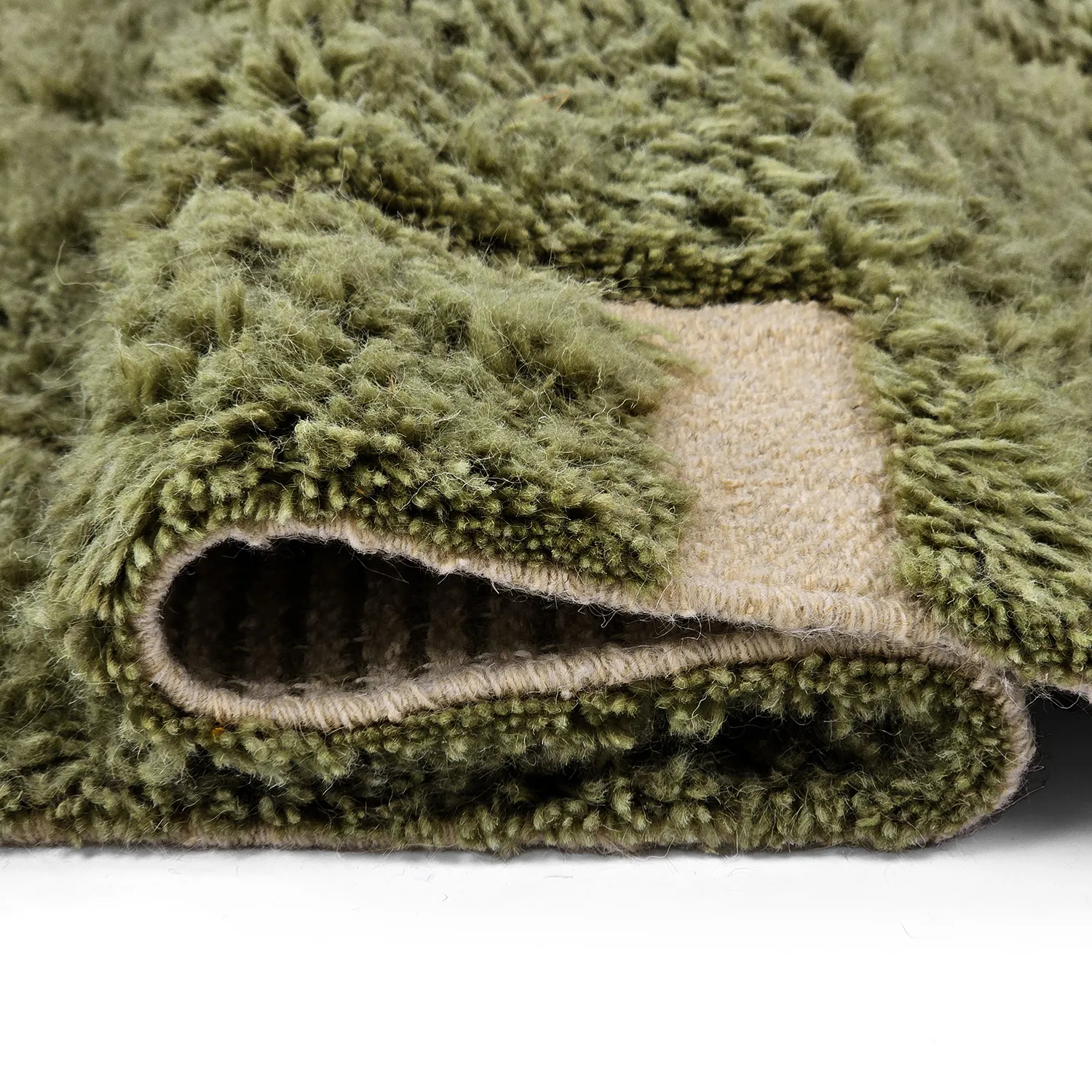 Shaggy rugs - Kiberg Hand Woven Wool Shaggy (green)