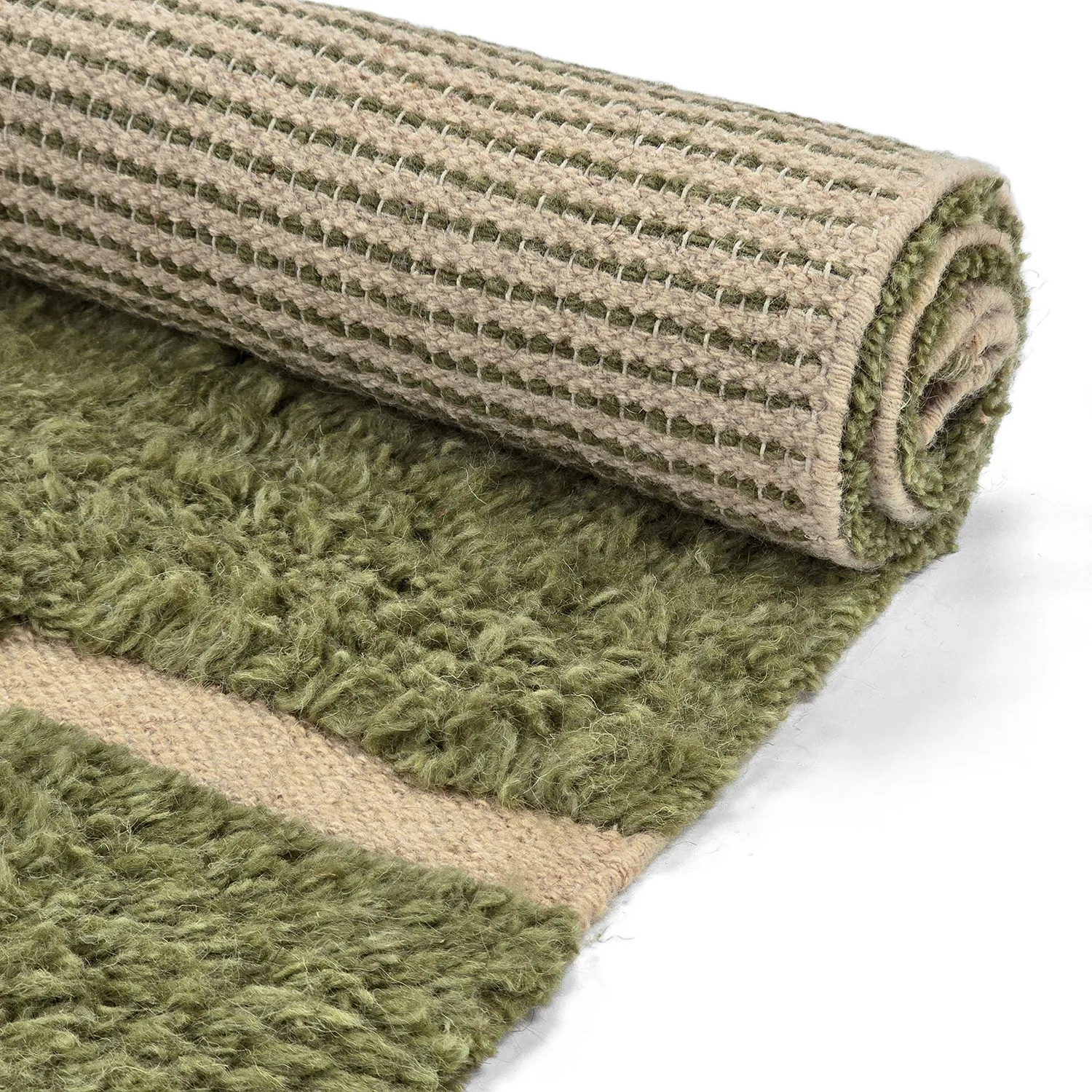 Shaggy rugs - Kiberg Hand Woven Wool Shaggy (green)