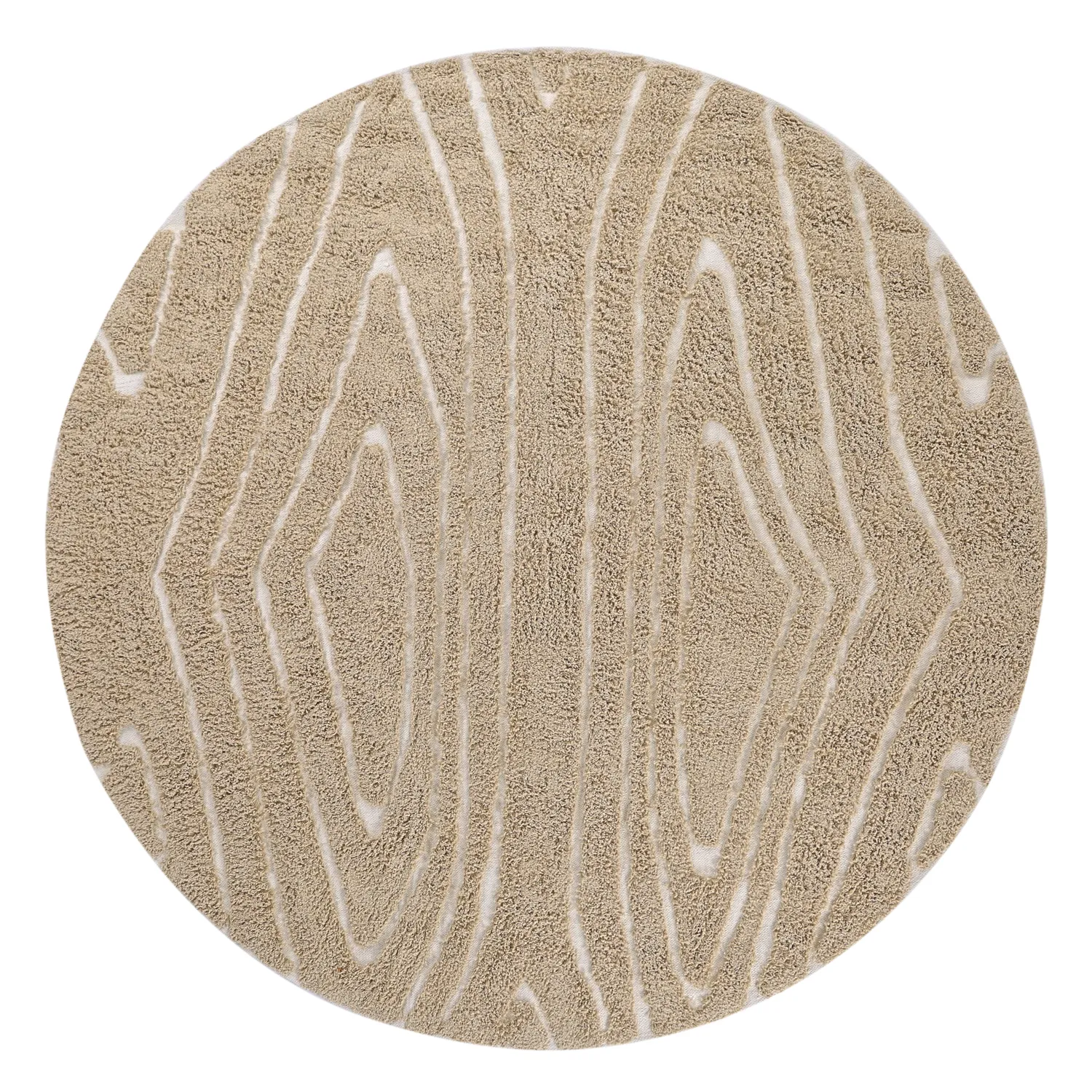 Round rug - Kindon Natural Cotton Shaggy (beige/white)