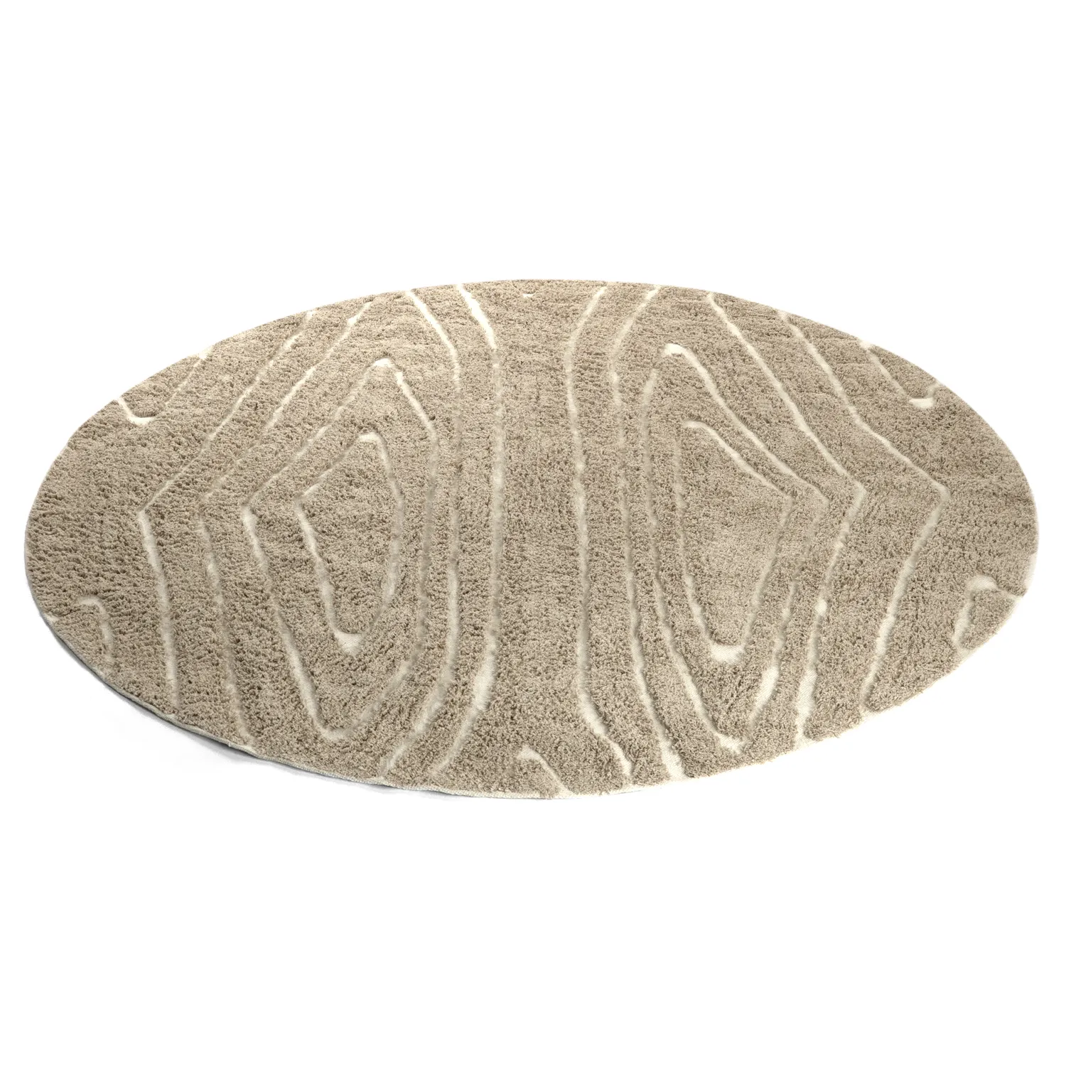Round rug - Kindon Natural Cotton Shaggy (beige/white)