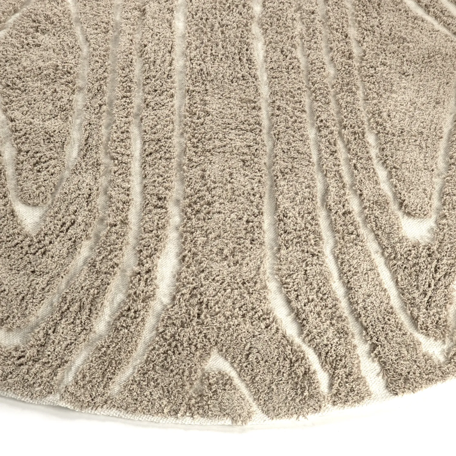 Round rug - Kindon Natural Cotton Shaggy (beige/white)