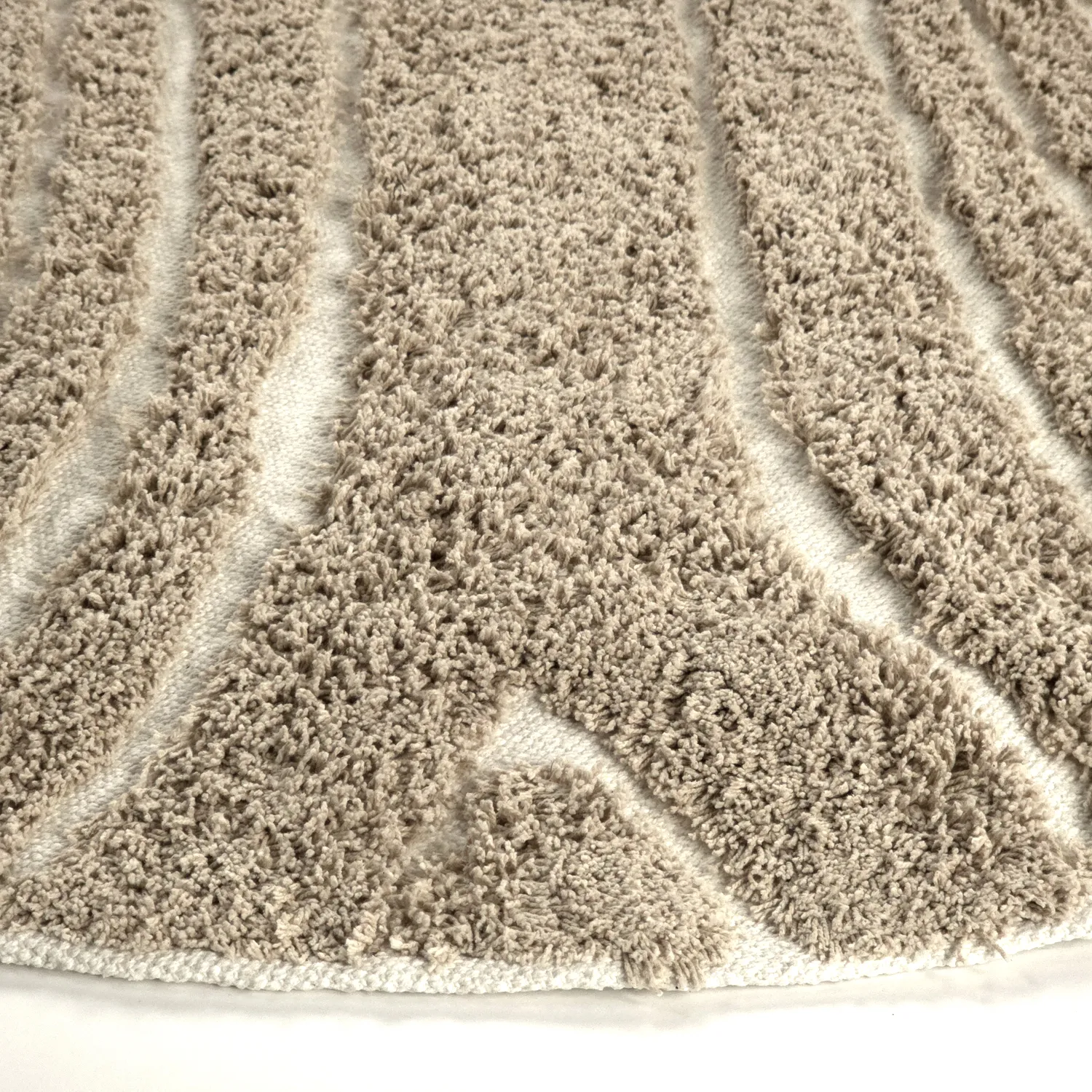 Round rug - Kindon Natural Cotton Shaggy (beige/white)