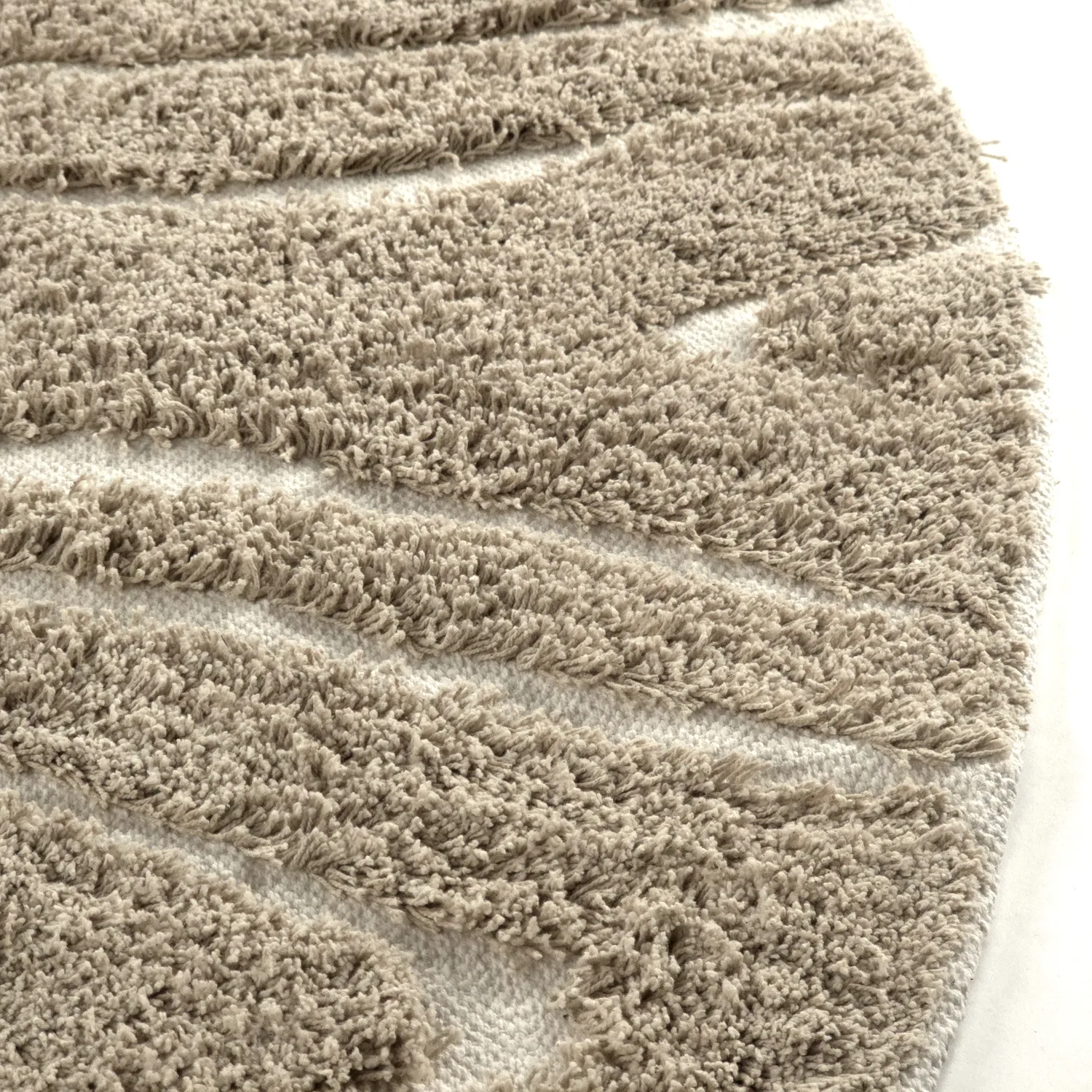 Round rug - Kindon Natural Cotton Shaggy (beige/white)