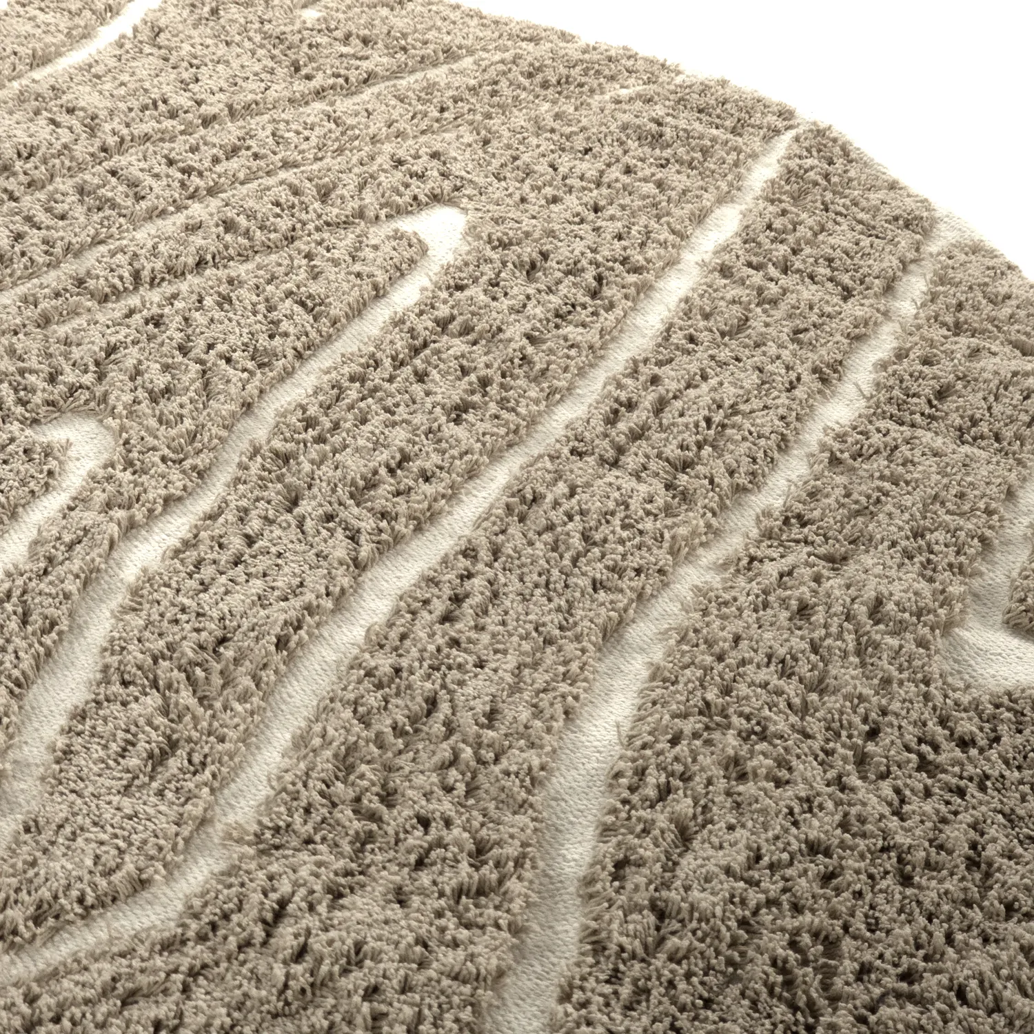 Round rug - Kindon Natural Cotton Shaggy (beige/white)