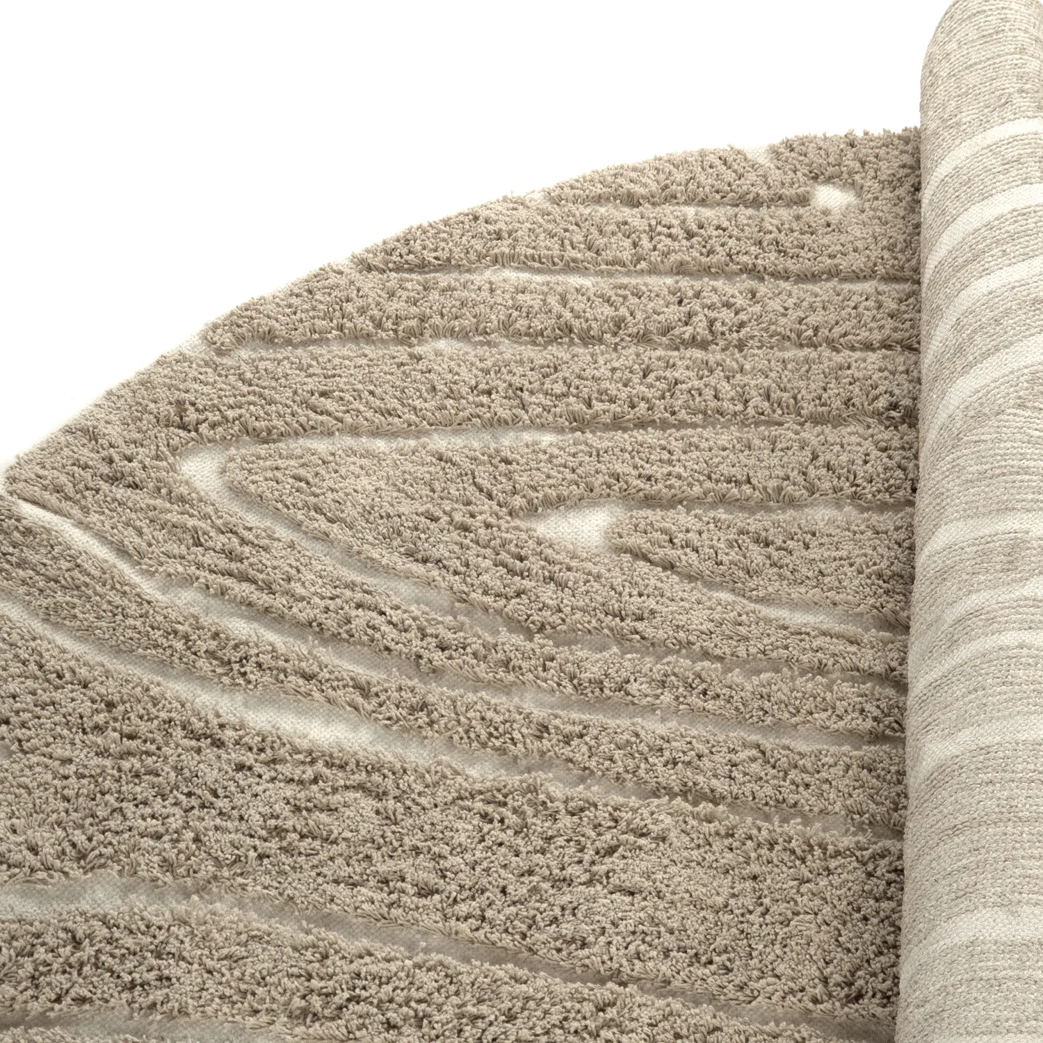 Round rug - Kindon Natural Cotton Shaggy (beige/white)