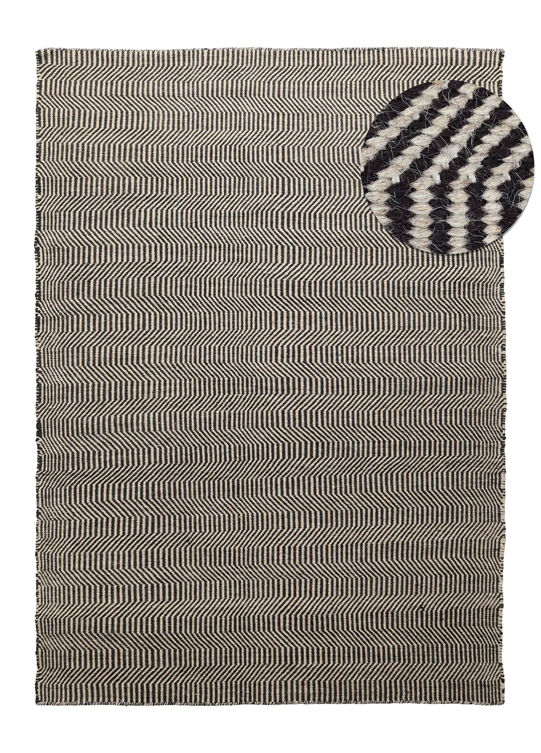 Wool rug - Larkana (beige/black)